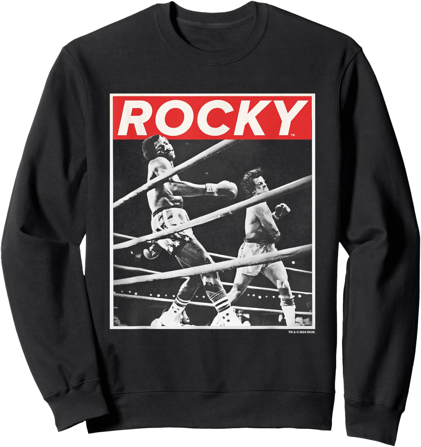 Rocky Savage Punch Apollo Creed Fight Vintage Panel , Black, S Sweatshirt - Sweatshirt | Black