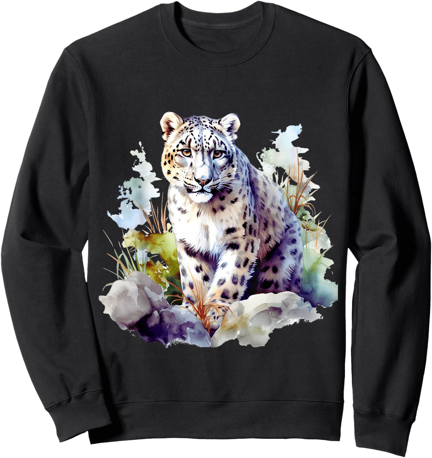 Schneeleopard Winter Mountain Big Cat Wildlife Sweatshirt - Sweatshirt | Black