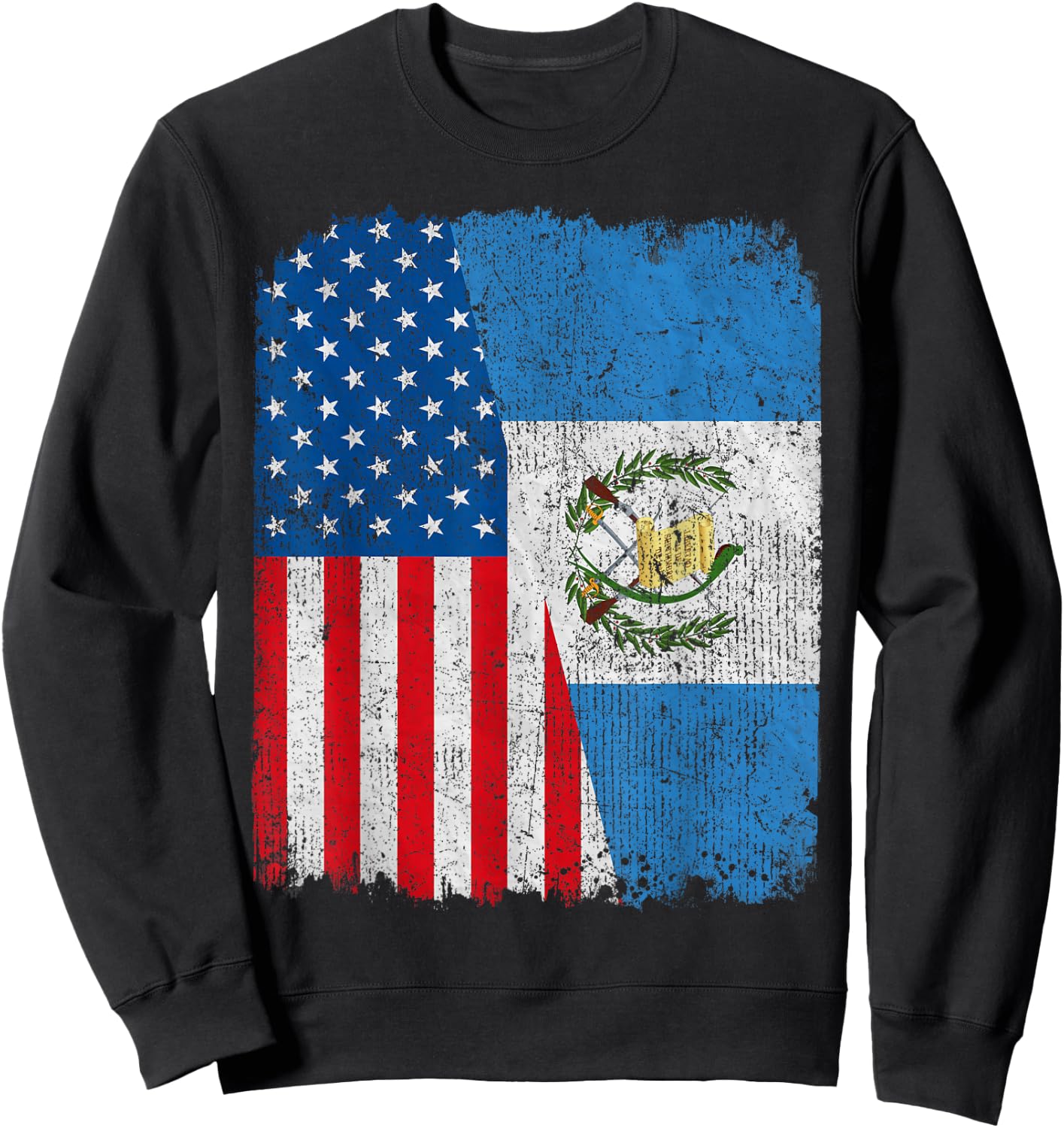 Guatemalan American Flag Half USA Guatemala Root Proud Sweatshirt - Sweatshirt | Black