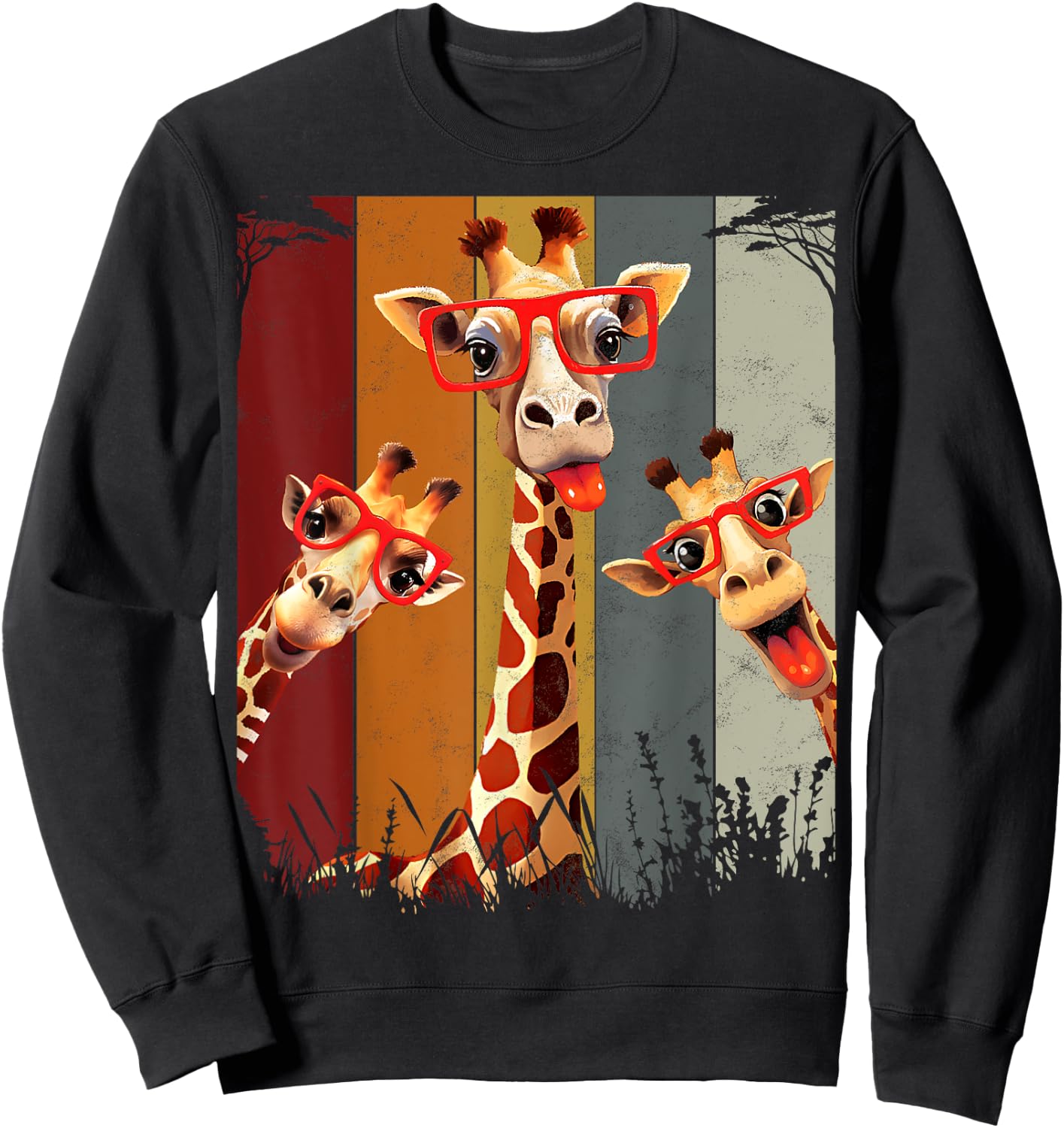 Funny Safari Animal Giraffe Shirt African Sweatshirt - Sweatshirt | Black
