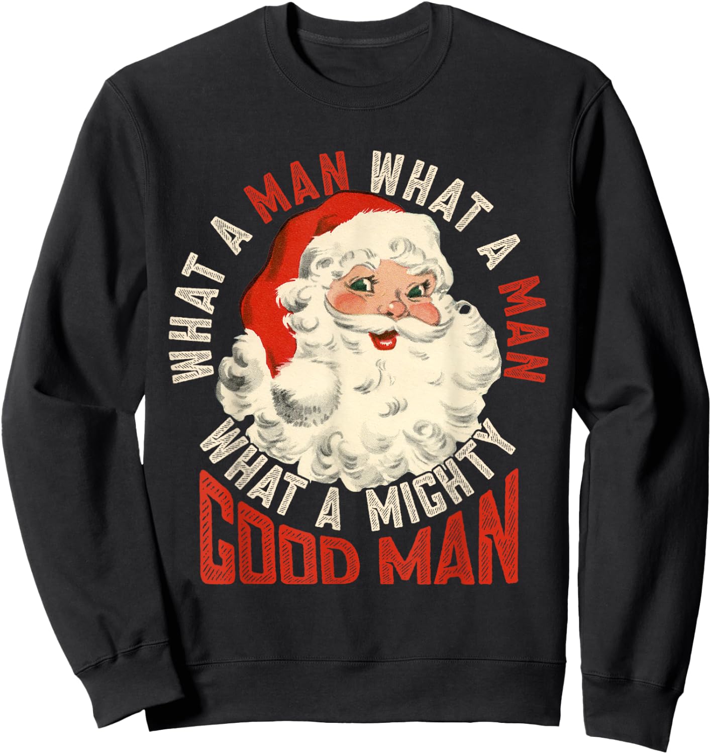 Black - Small - -Adult - Holiday - Festive - Santa Claus Print - - Short Sleeve - Polyester 100% - Imported Sweatshirt - Sweatshirt | Black