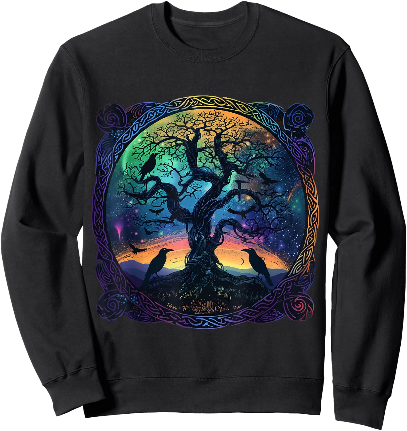 Hugin & Munin Raben Odins Wikinger Baum des Lebens Sweatshirt - Sweatshirt | Black