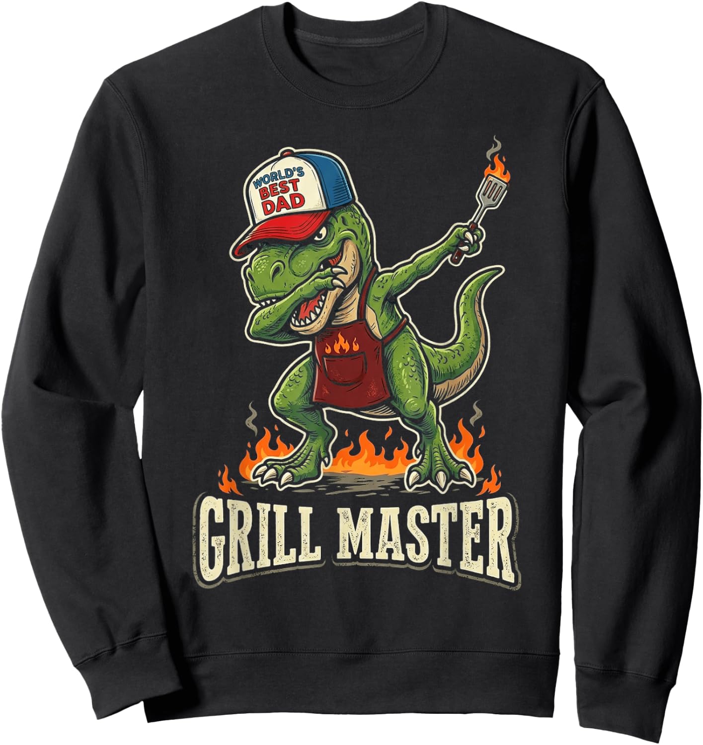 Funny Dinosaur BBQ Grilling Dad Father's Day Summer Cookout Sweatshirt - Sweatshirt | Black