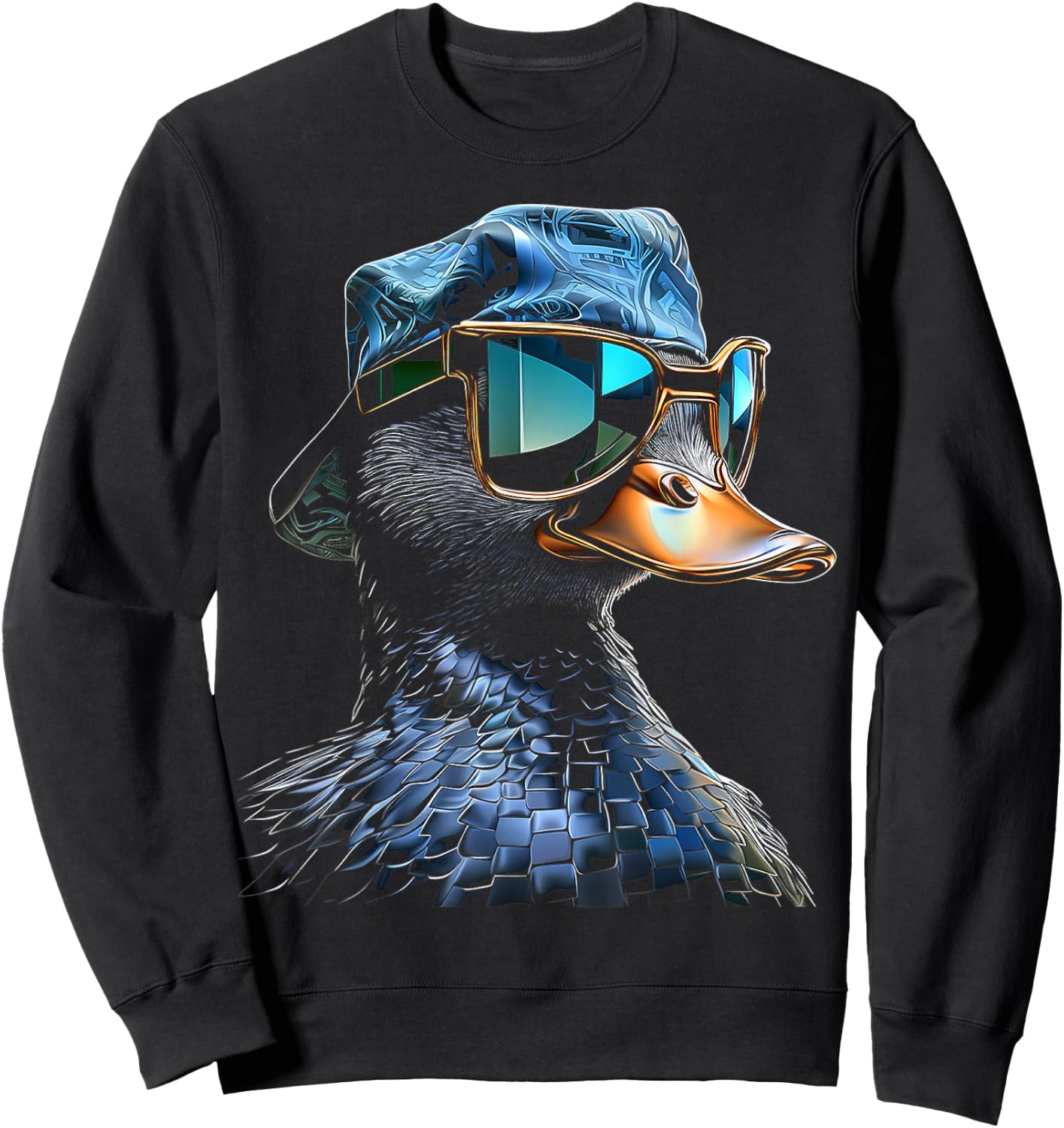 @n!mal Duck Fantasy Pixel Tierkunst Grafik Motiv Ente Schwarz S EU 37.5 Sweatshirt - Sweatshirt | Black