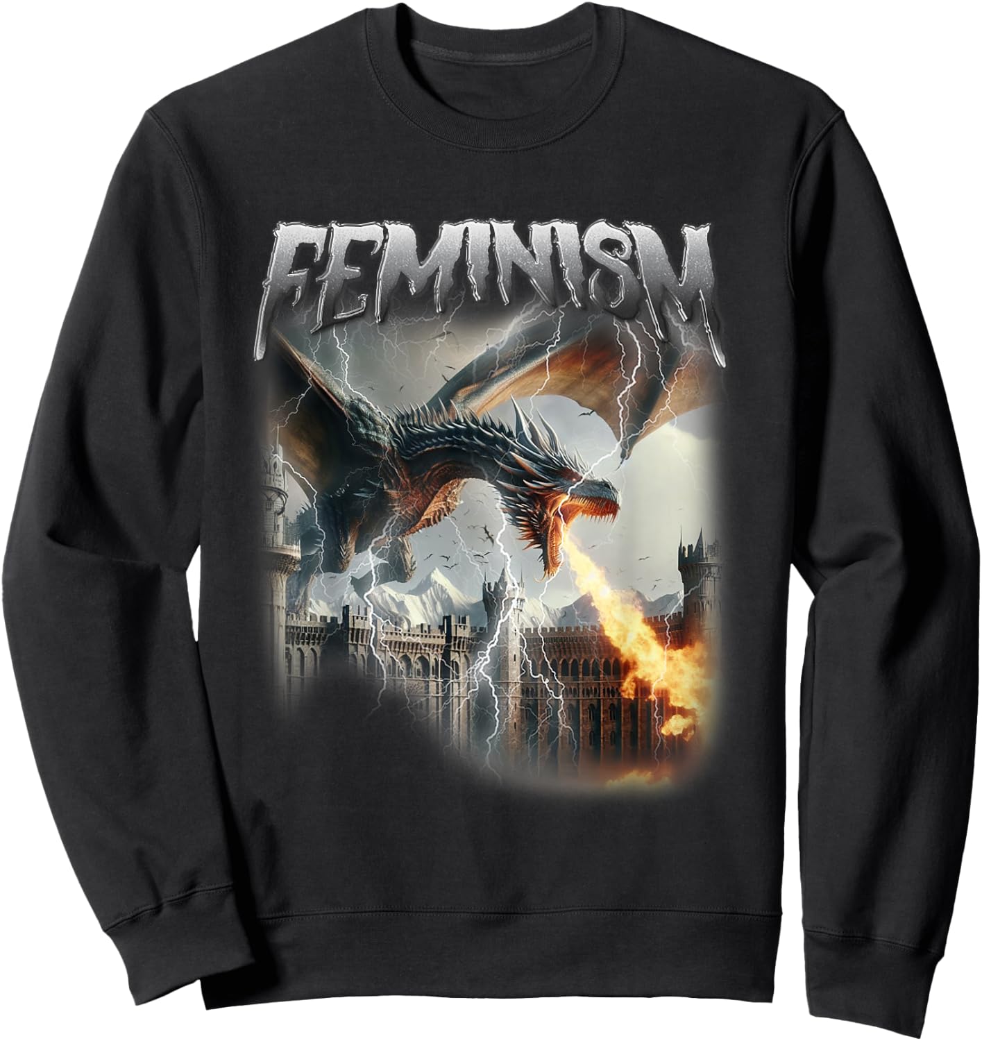 Feminism Dragon Fantasy Feminist Dark Academia Women Sweatshirt - Sweatshirt | Black