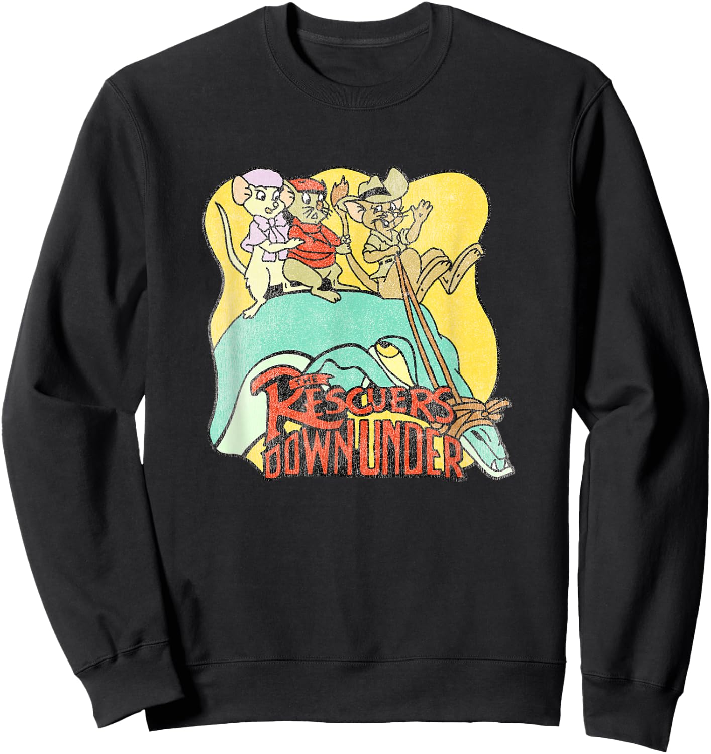 Disney The Rescuers Down Under Vintage Retro Lizard Ride Sweatshirt - Sweatshirt | Black