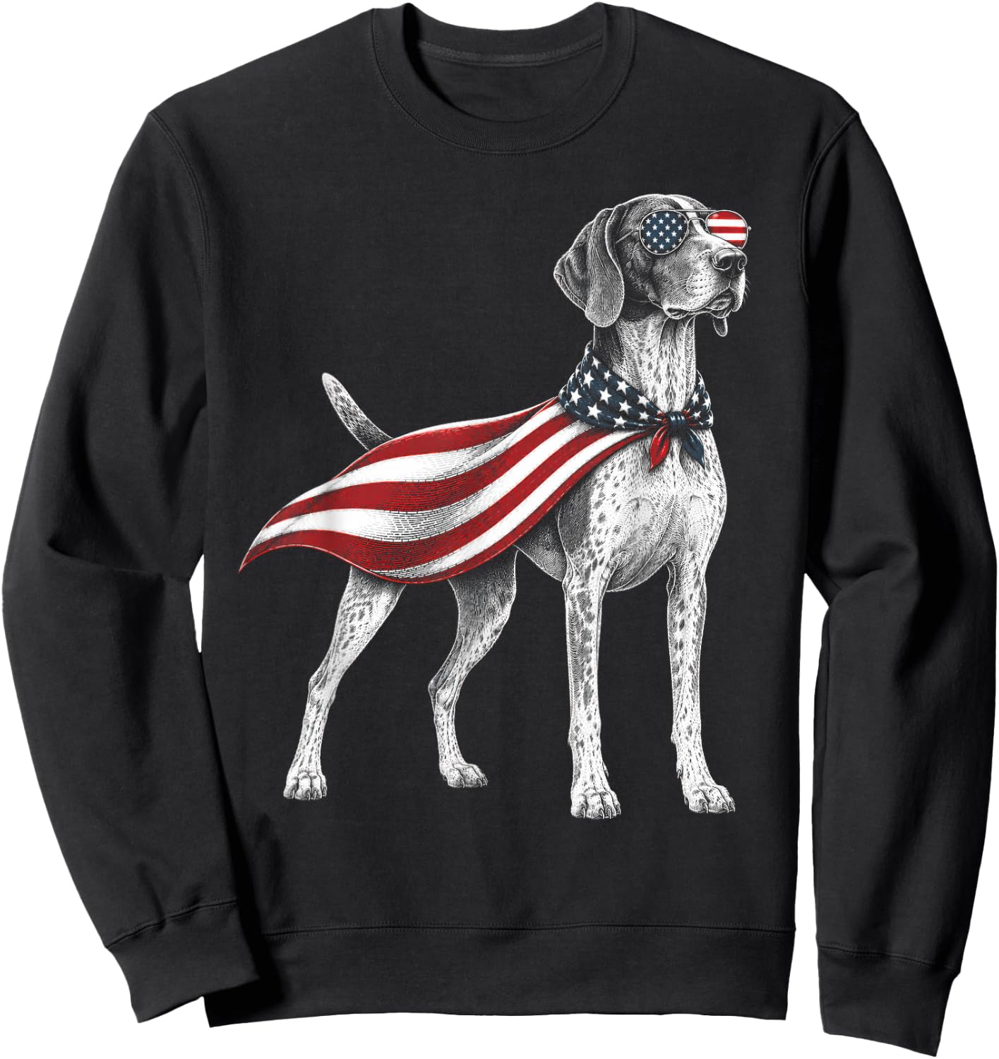 German Shorthaired Pointer 4th of July US American Flag Dog Sweatshirt - Sweatshirt | Black