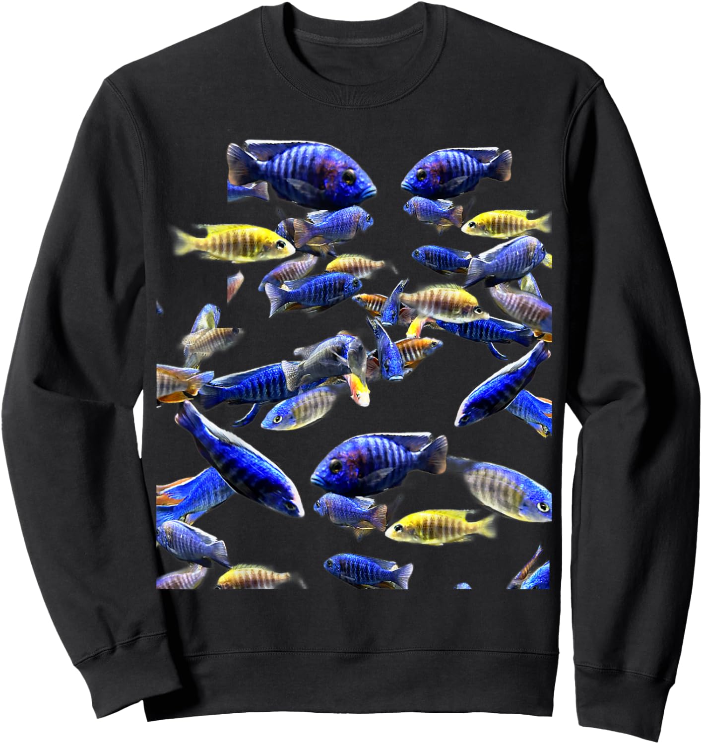 Blue Peacock African Cichlid - Aulonocara Nyassae Species Sweatshirt - Sweatshirt | Black
