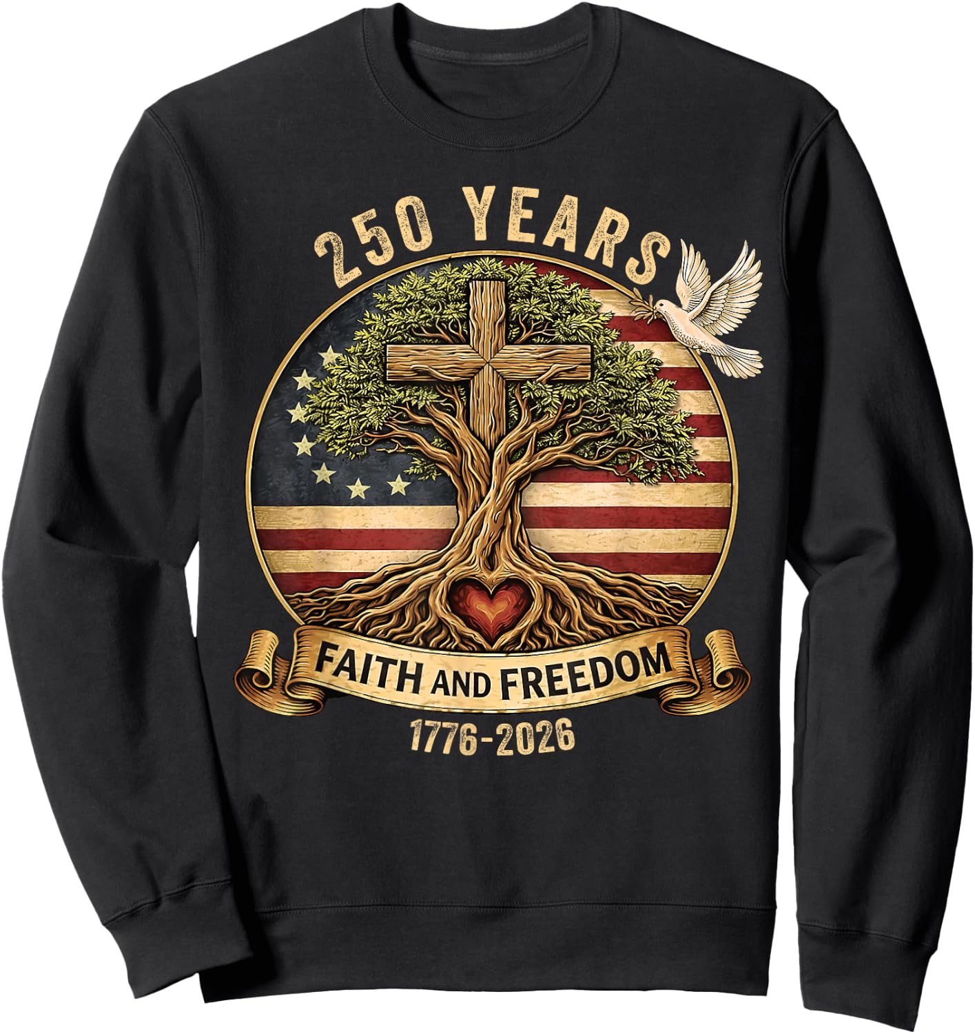 250 Years 1776-2026 Christian USA 250th Jesus God 4th July Sweatshirt - Sweatshirt | Black