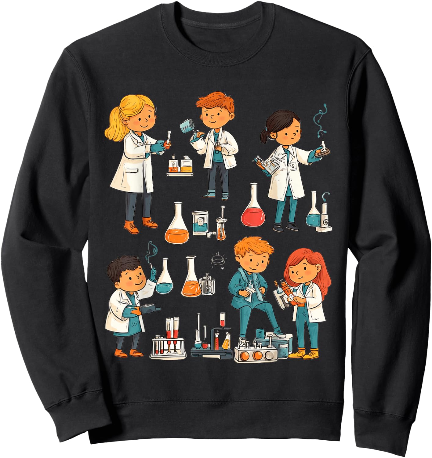 Laboratoire Scientifique Dessin Animé Éducation STEM Sweatshirt - Sweatshirt | Black