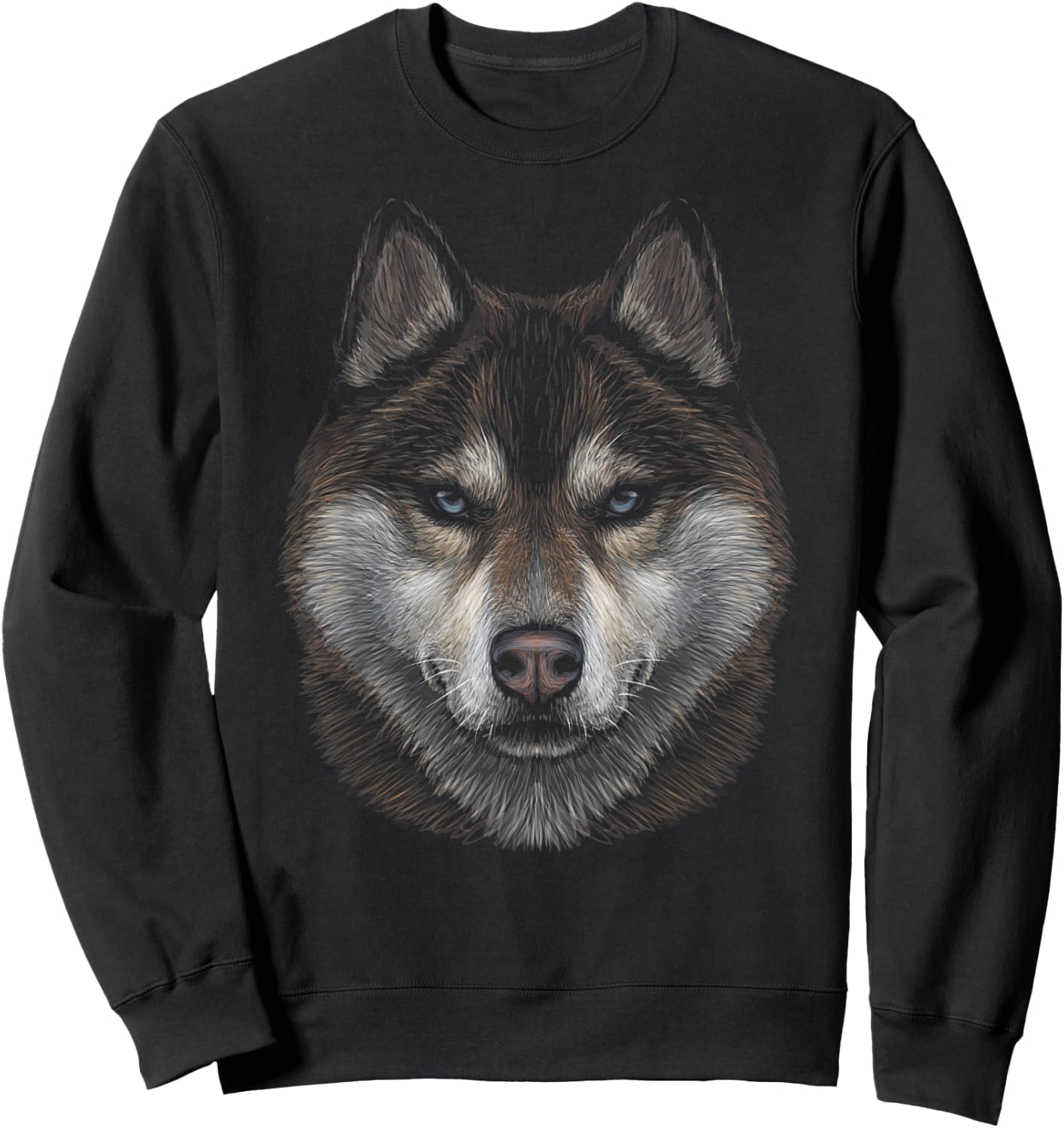 Siberian Husky brown furs blue eyes head art face lovers dog Men Women Kids Sweatshirt - Sweatshirt | Black