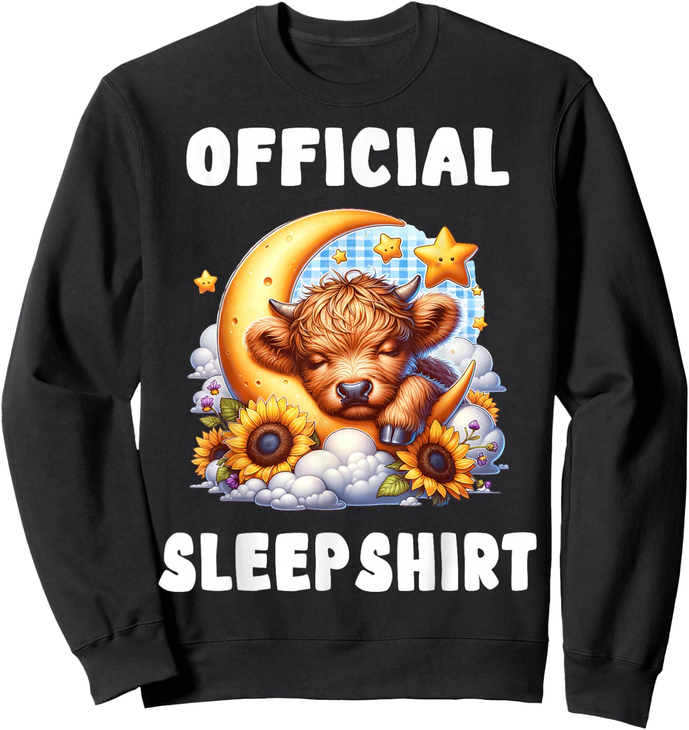 Highland_cow - Official Sleepshirt Pajamas Nightgown Sweatshirt - Sweatshirt | Black