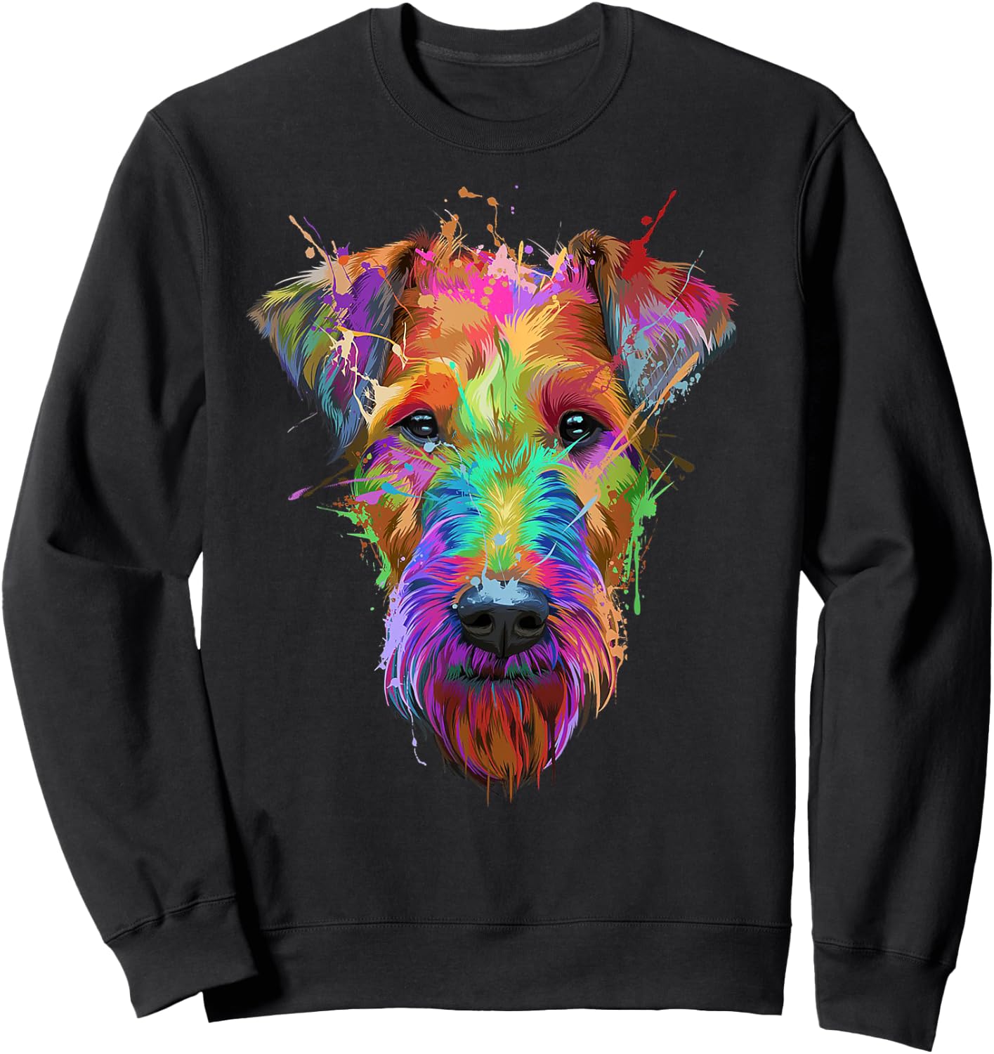 Cute Airedale Terrier Dog Colorful Pop Art Style Retro Sweatshirt - Sweatshirt | Black