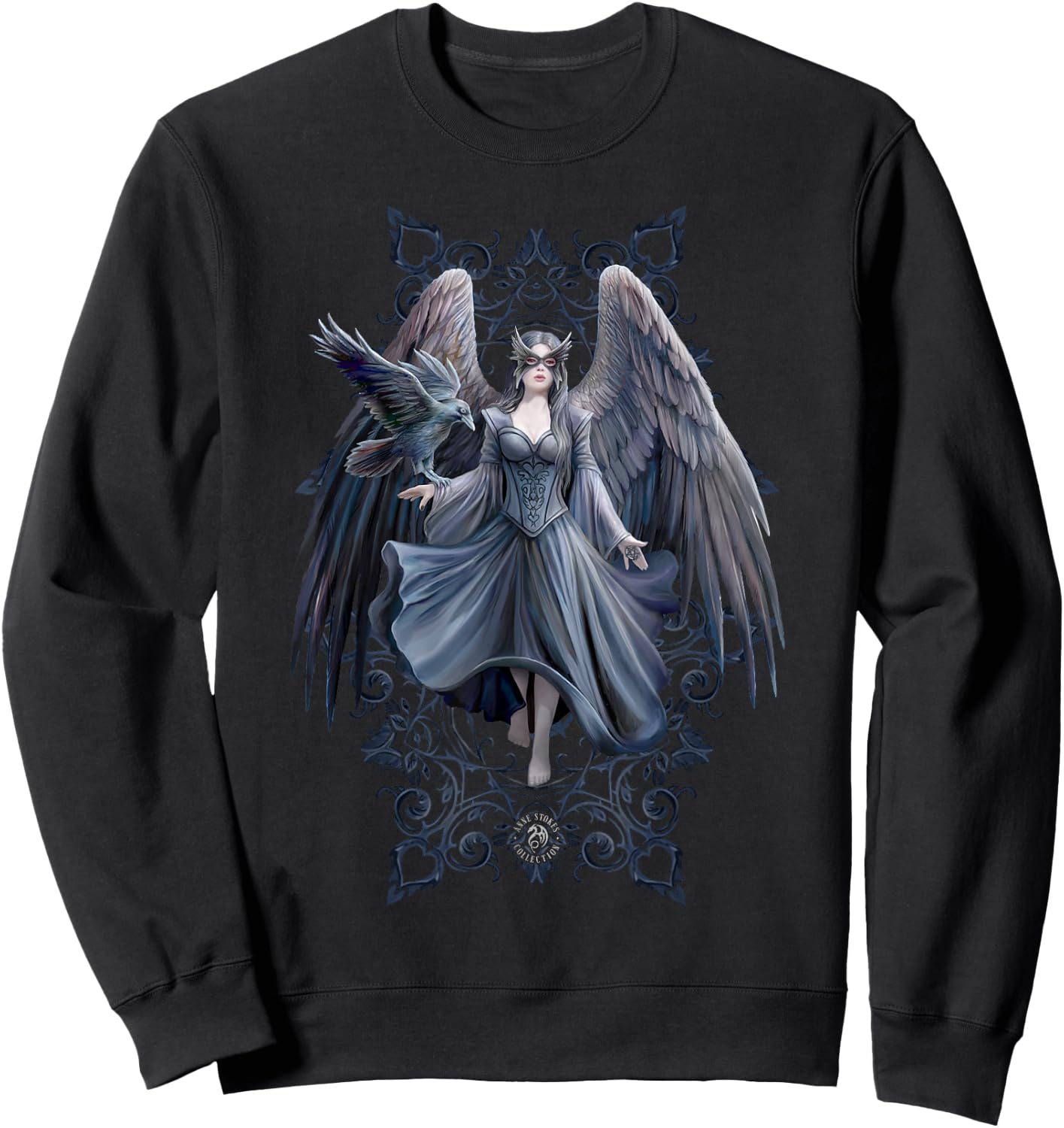 Gothic Raven Winged Woman Anne Stokes Collection Sweatshirt - Sweatshirt | Black