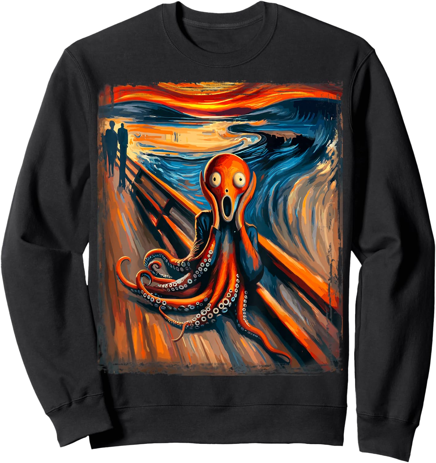 Scream Funny Ocean Surreal Artwork Humor Art Artsty Octopus Sweatshirt - Sweatshirt | Black