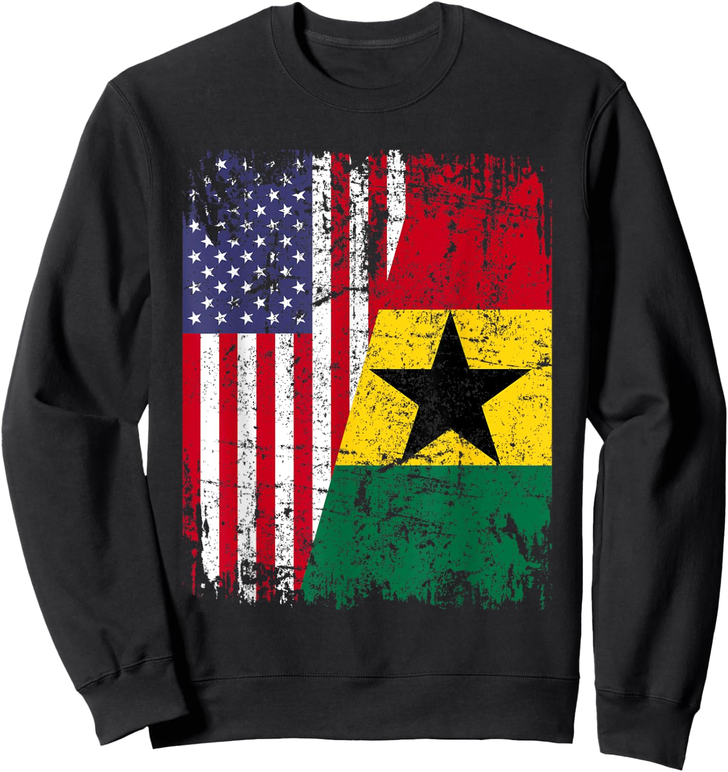 GHANAIAN ROOTS | Half American Flag | GHANA Sweatshirt - Sweatshirt | Black
