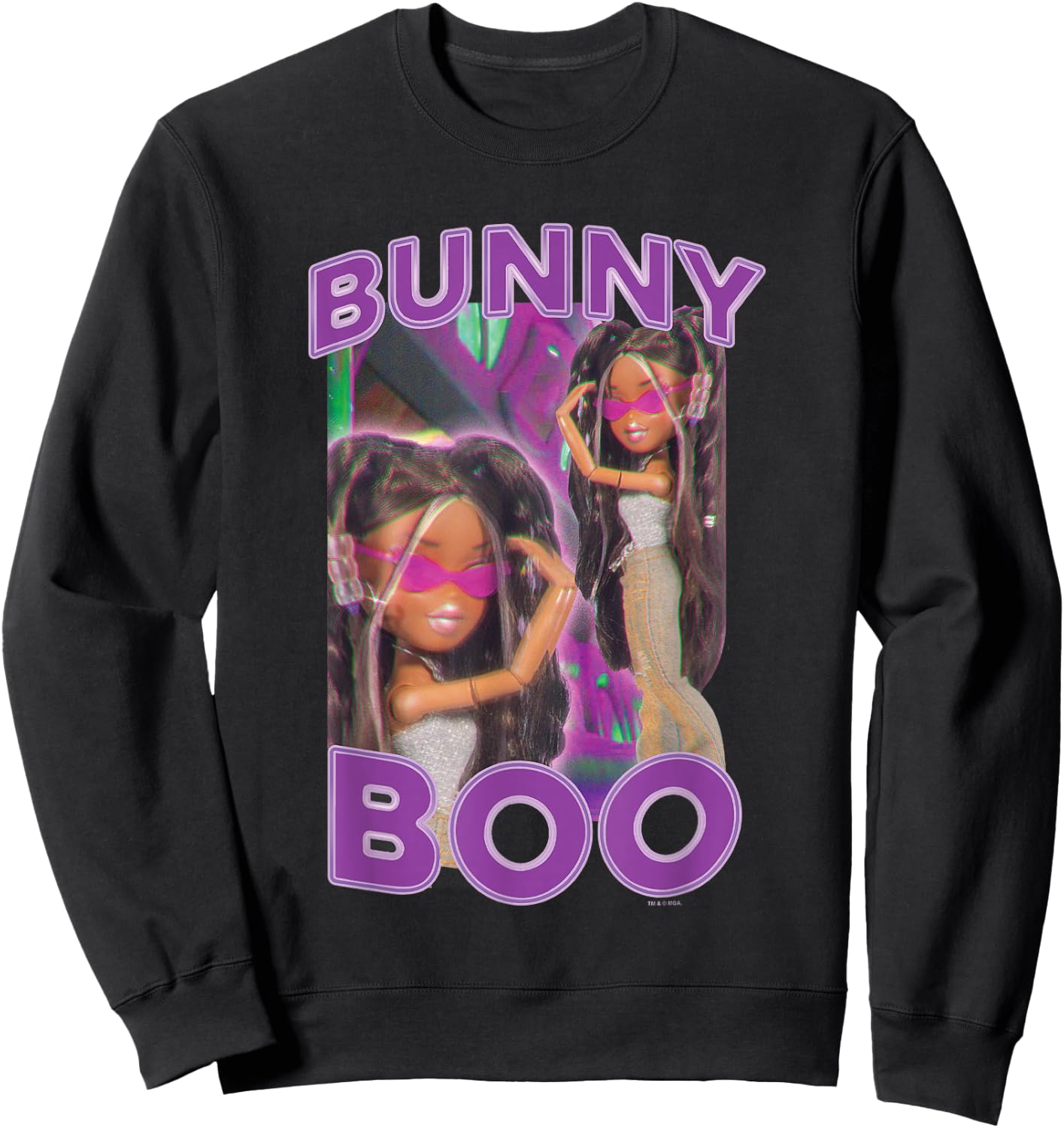 Bratz Bunny Boo Sasha Doll Sassy Portrait Vintage Sweatshirt - Sweatshirt | Black