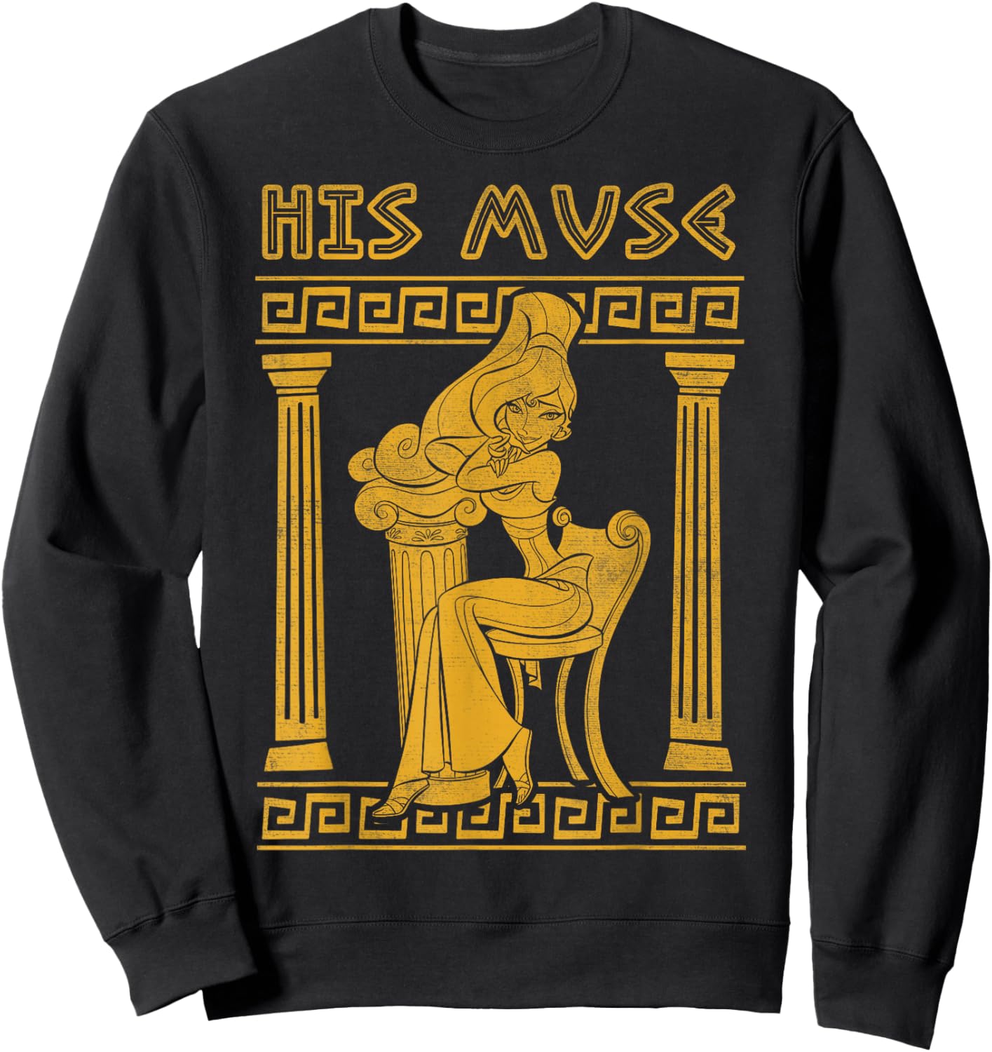 Disney Hercules Valentine's Day Megara His Muse Greece Pose , Black, S Sweatshirt - Sweatshirt | Black