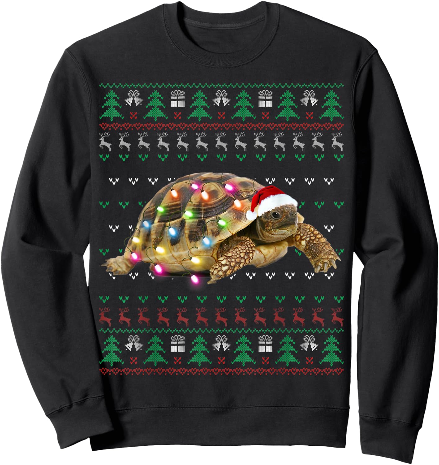 African Sulcata Tortoise Ugly Christmas Sweater Sweatshirt - Sweatshirt | Black