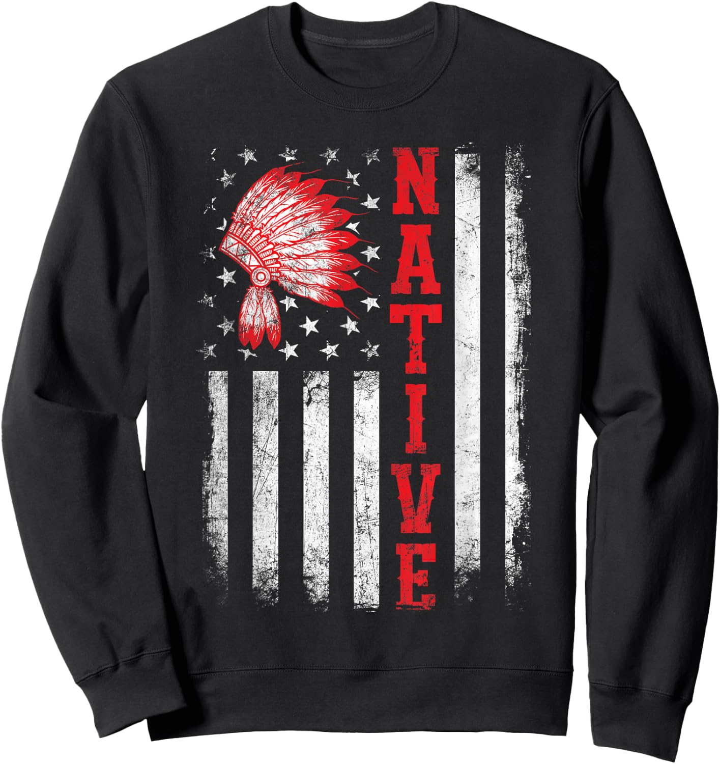 Native - American Day USA Flag Cherokee Indigenous People Sweatshirt - Sweatshirt | Black