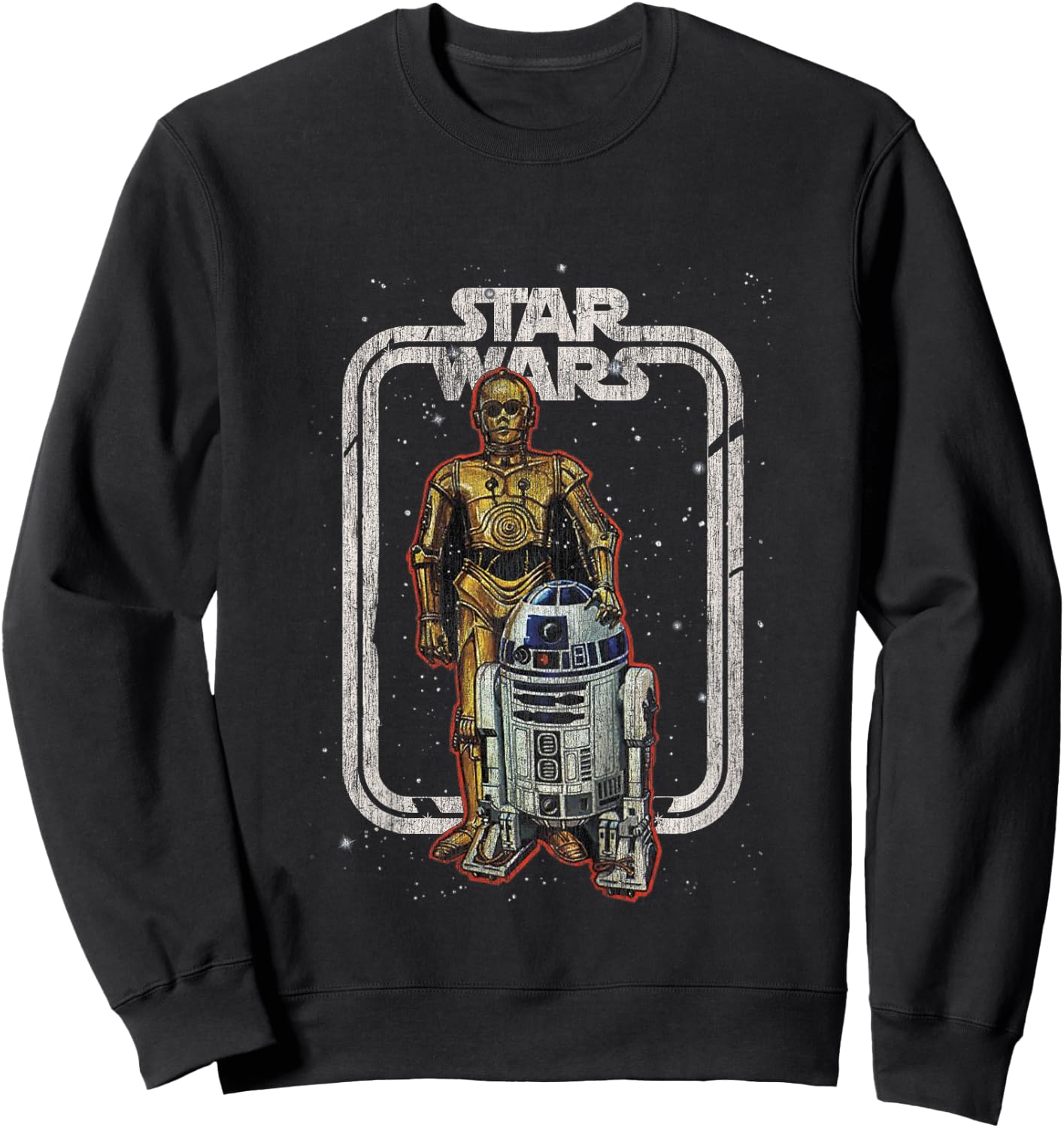 Children's Star Wars R2 D2 And C3PO Vintage , white, 2 Sweatshirt - Sweatshirt | Black