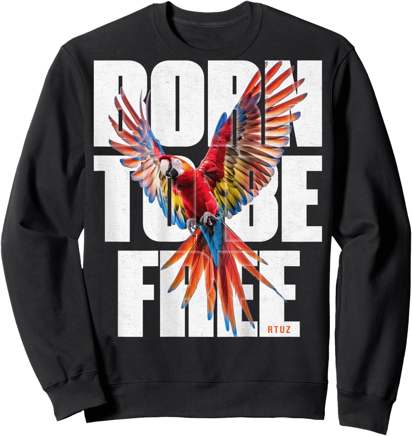 Hip Hop Y2K Vintage Urban Streetwear Backprint Ara Papagei Sweatshirt - Sweatshirt | Black