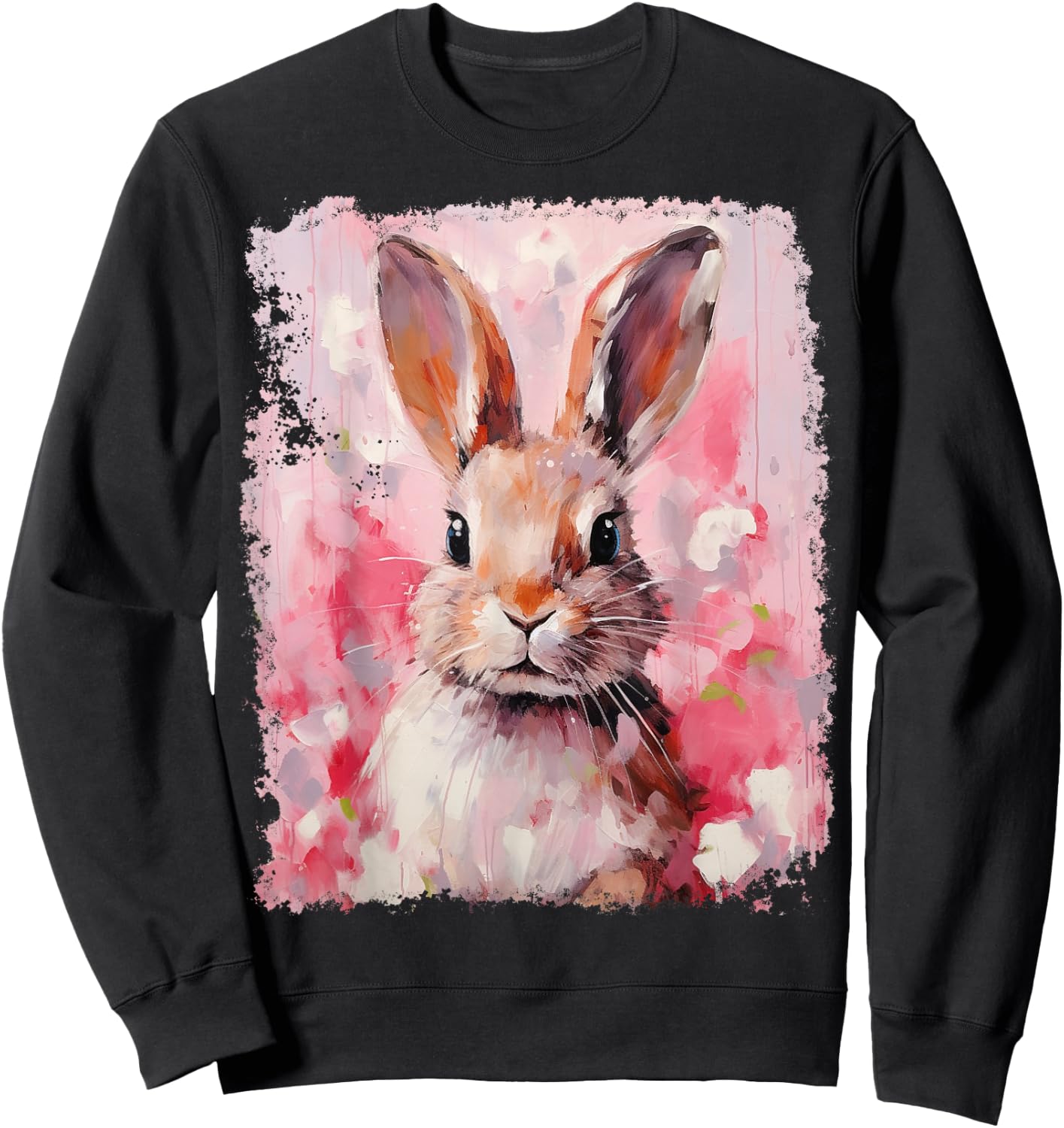 Pop Art Colorful Bunny Rabbit Pink Sweatshirt - Sweatshirt | Black