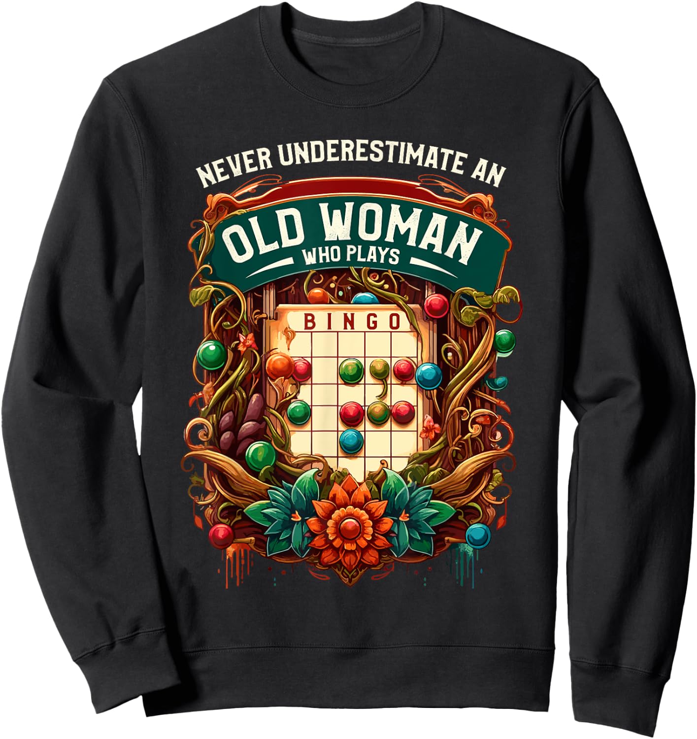 Woman Bingo Player Gambling Bingo Card Game Sweatshirt - Sweatshirt | Black