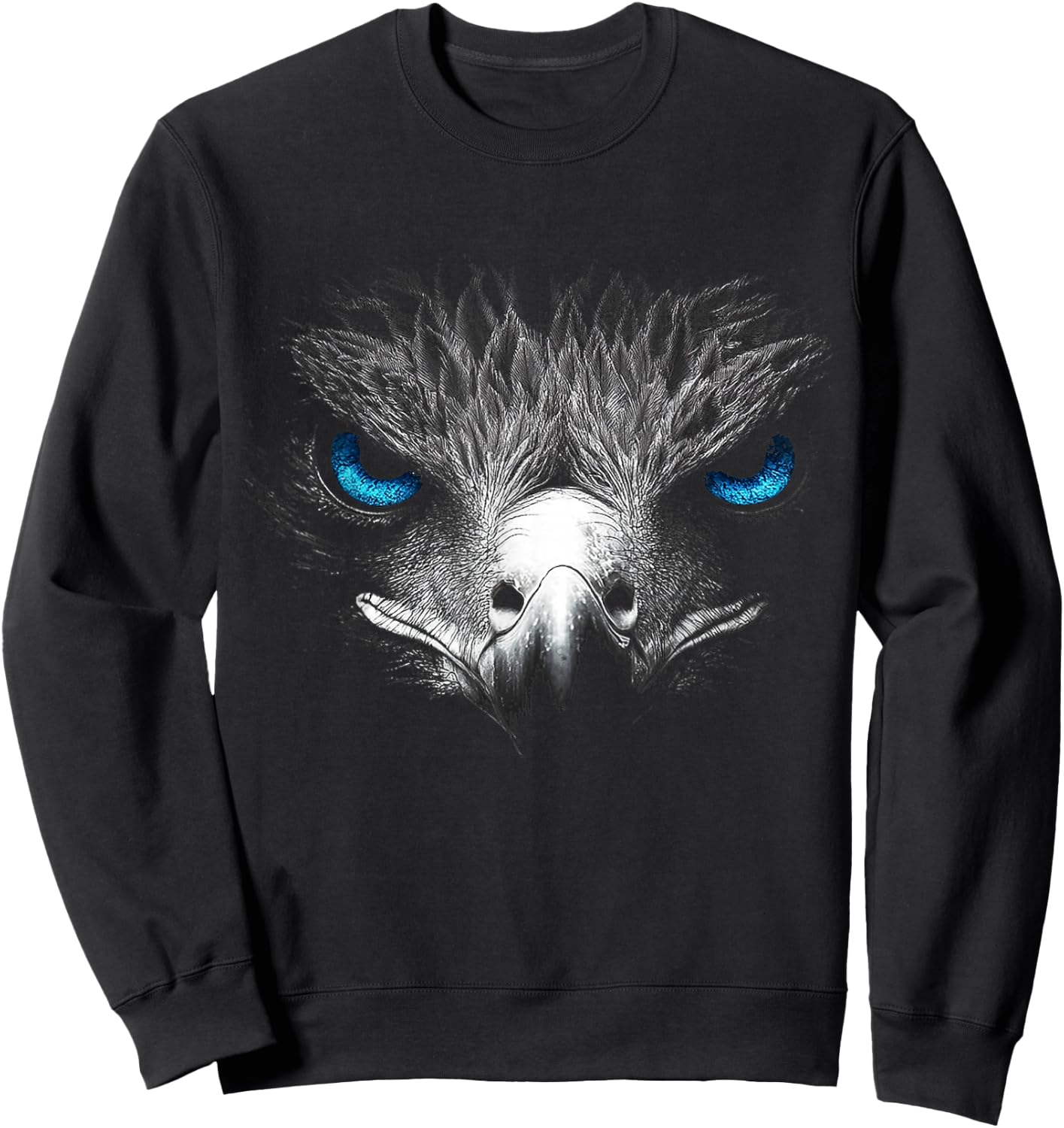 Adler Vogel Grafik Tier Illustration Blaue Augen Adler Sweatshirt - Sweatshirt | Black