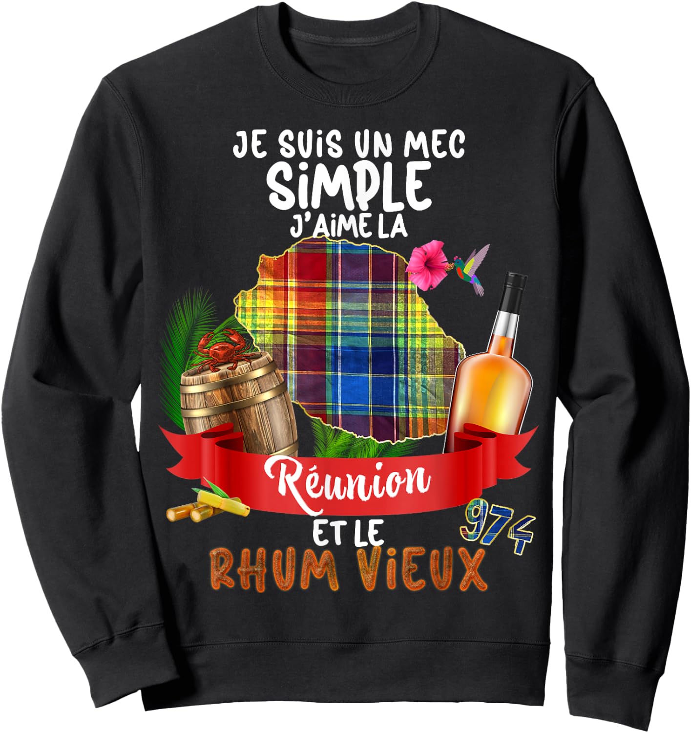 Man Reunion Island Aperitif Rum Old Ti Punch Papa Grandpa , Black, S Sweatshirt - Sweatshirt | Black