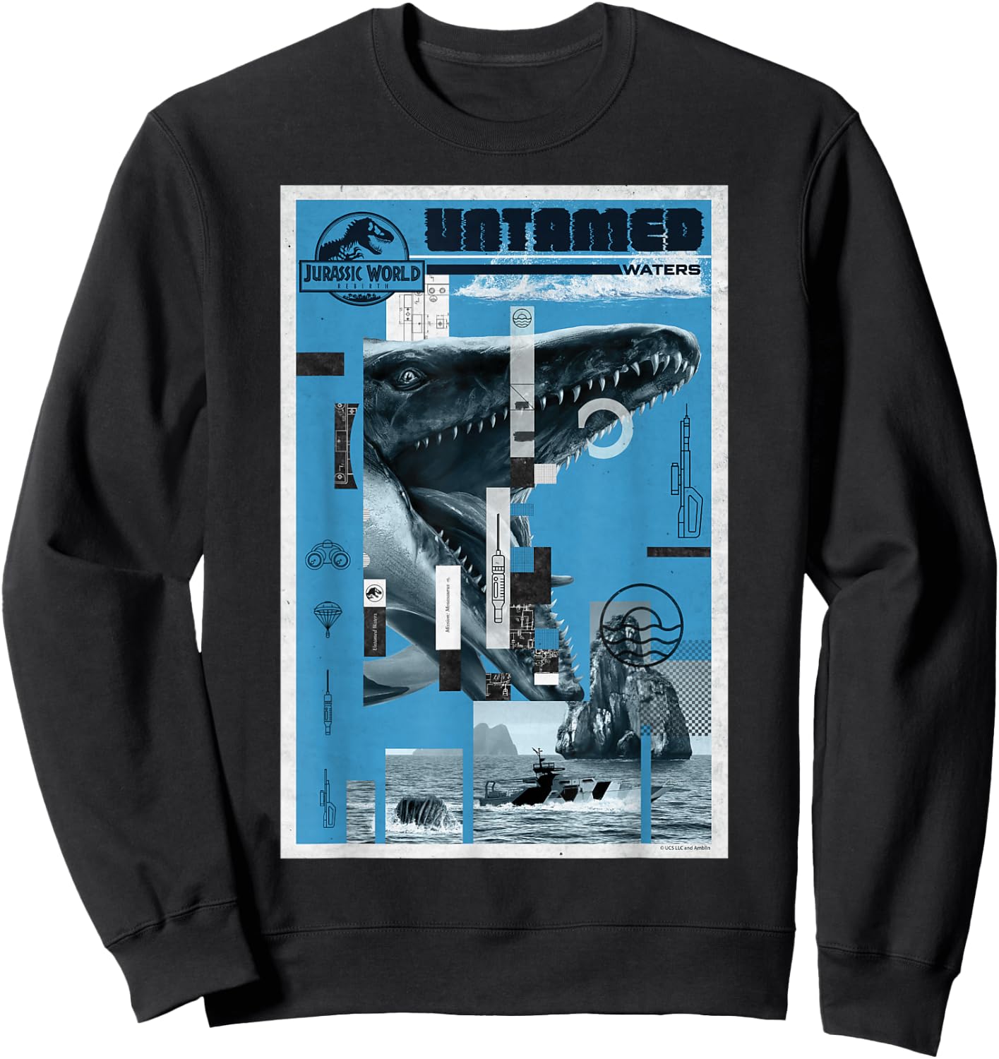 Jurassic World Rebirth Mosasaurus Untamed Waters Sweatshirt - Sweatshirt | Black