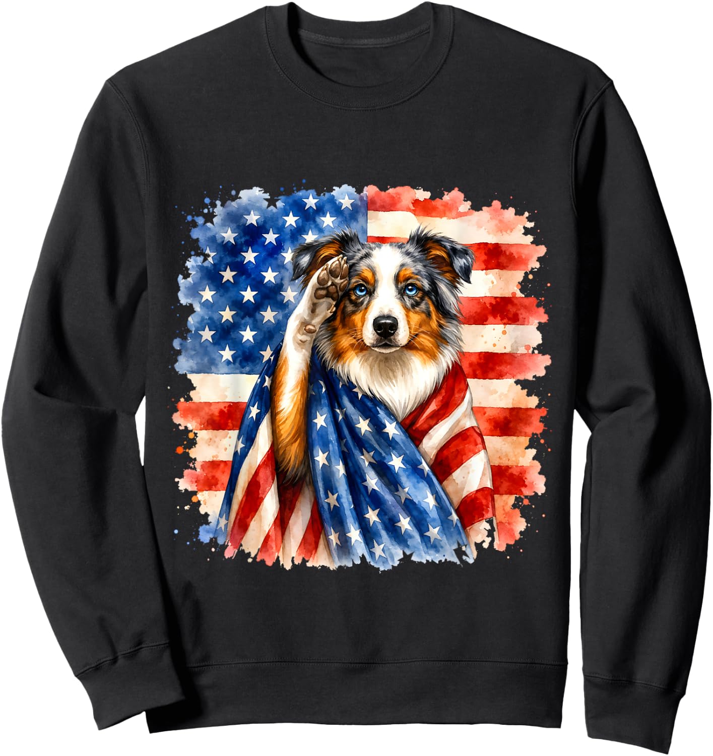 Vintage Australian Shepherd Patriot Sweatshirt - Sweatshirt | Black