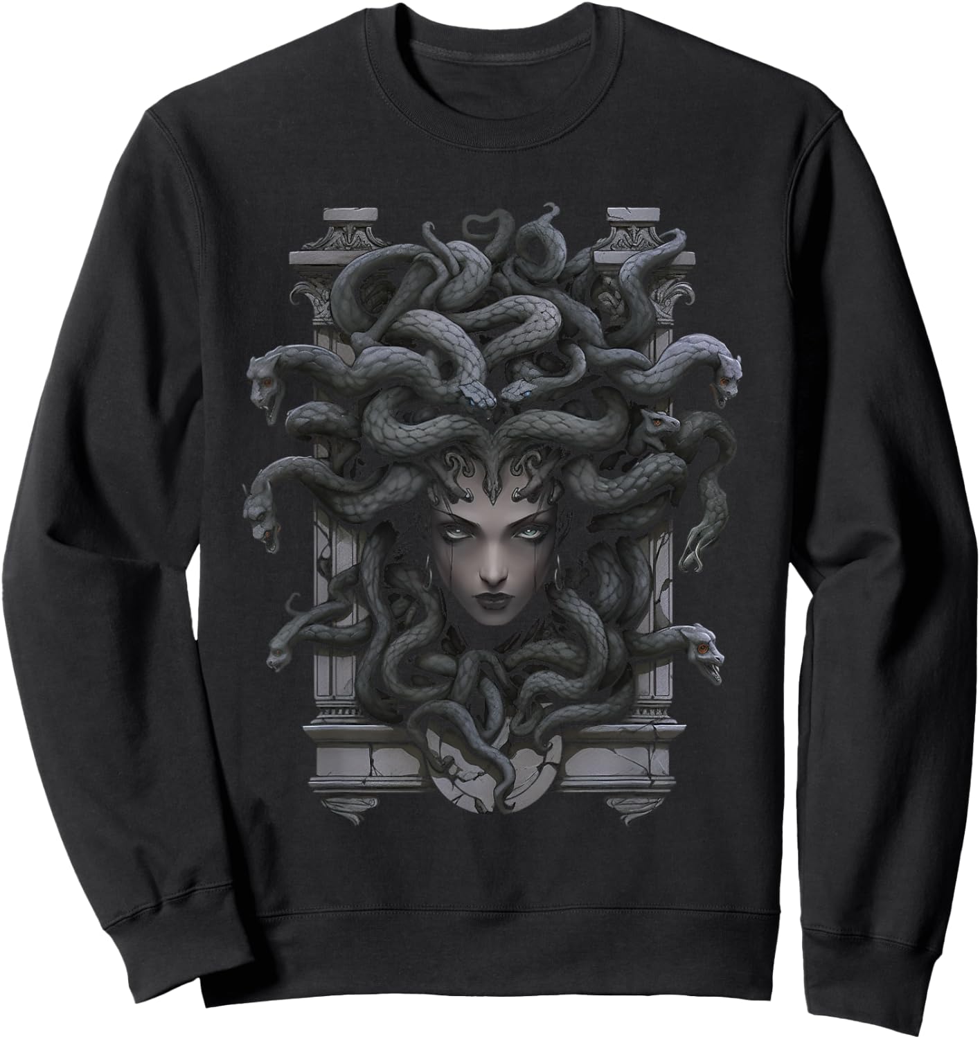 Medusa Head Greek Mythology Ancient Snake Hair Sweatshirt - Sweatshirt | Black