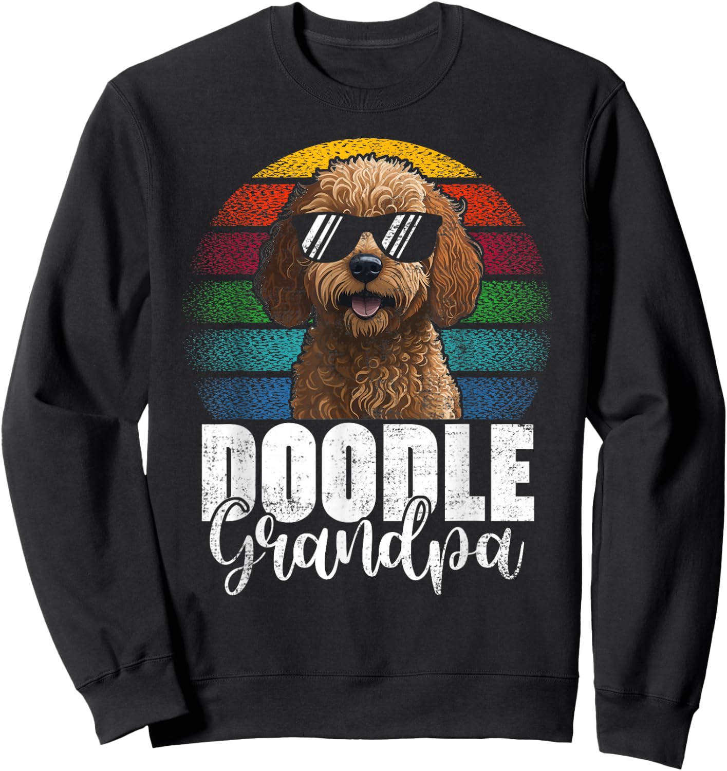 Retro Doodle Grandpa Goldendoodle Dog Lover Fathers Day Men Sweatshirt - Sweatshirt | Black