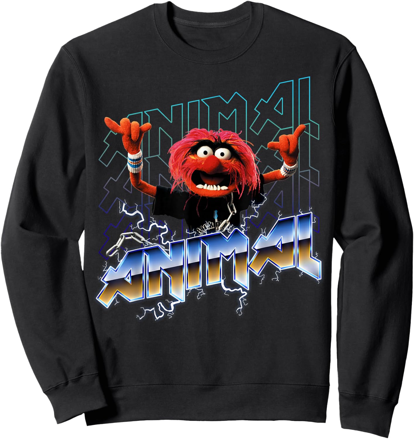 Disney The Muppets Animal Vintage Rock Metal Poster Sweatshirt - Sweatshirt | Black