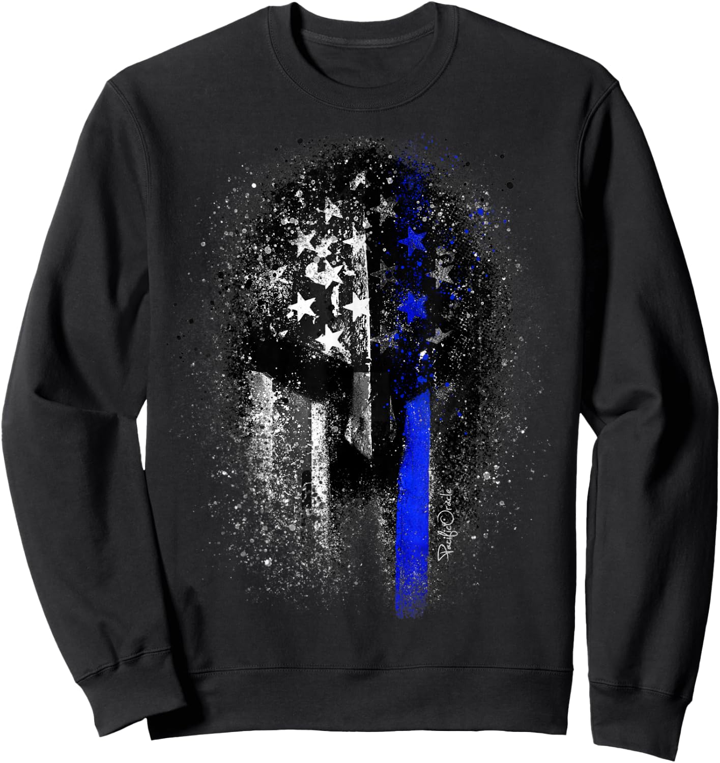 Epic Patriotic Spartan Flag Police Support Thin Blue Line Sweatshirt - Sweatshirt | Black