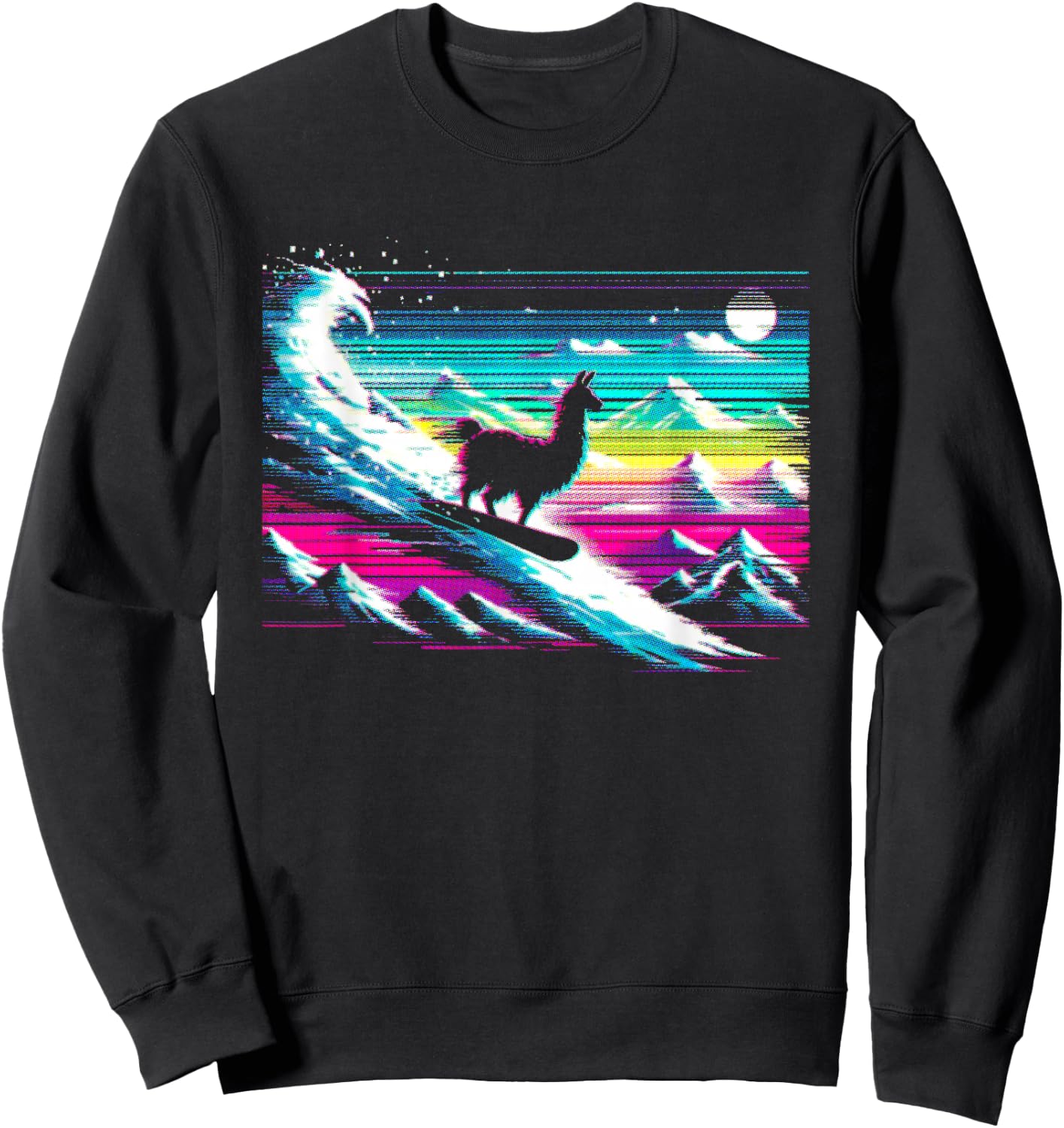 Llama Snowboarding Glitch - Funny Snowboard Lover Sweatshirt - Sweatshirt | Black