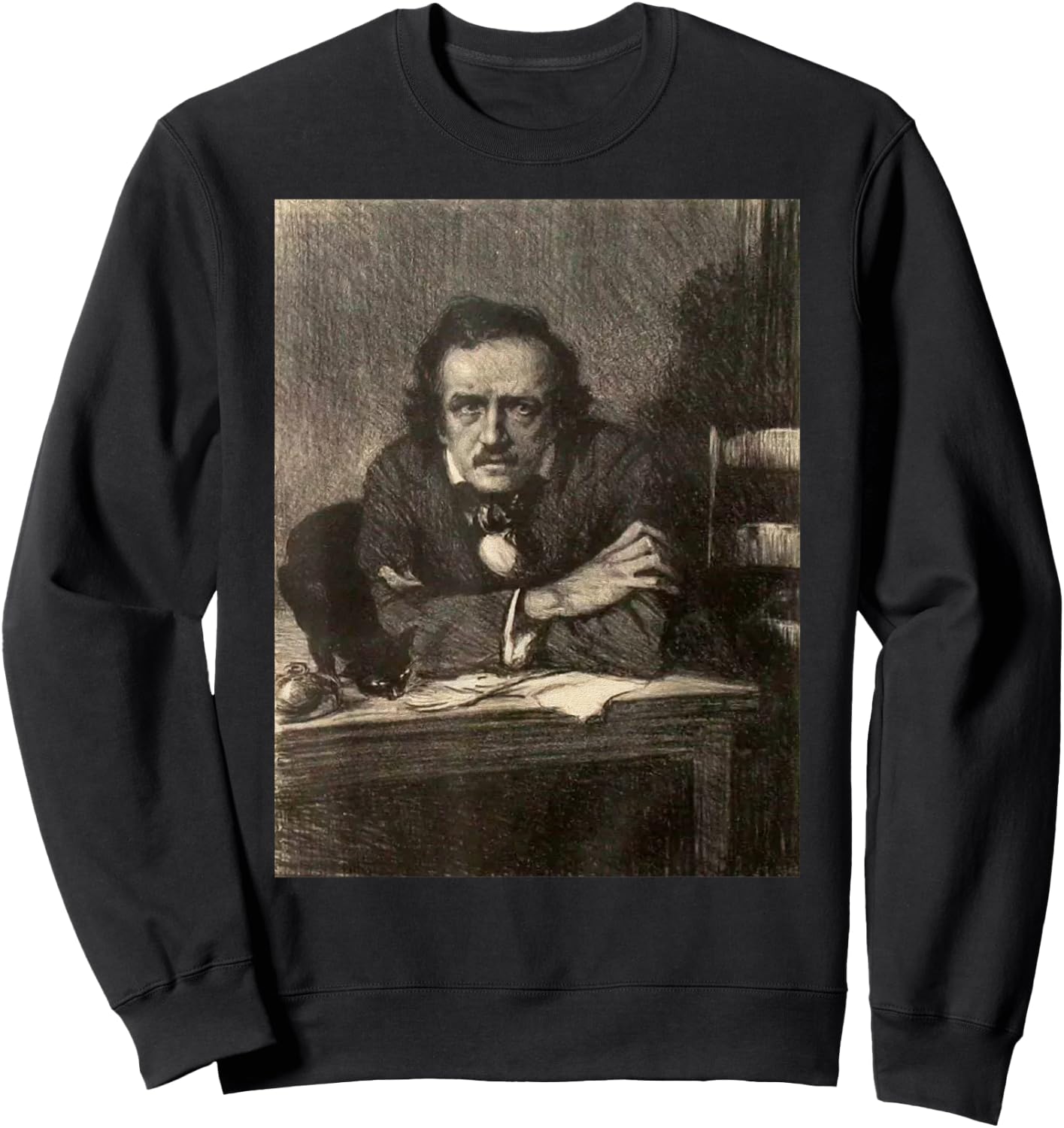Poe Black Cat-Vintage Cat Lover Edgar Allan Poe Sweatshirt - Sweatshirt | Black