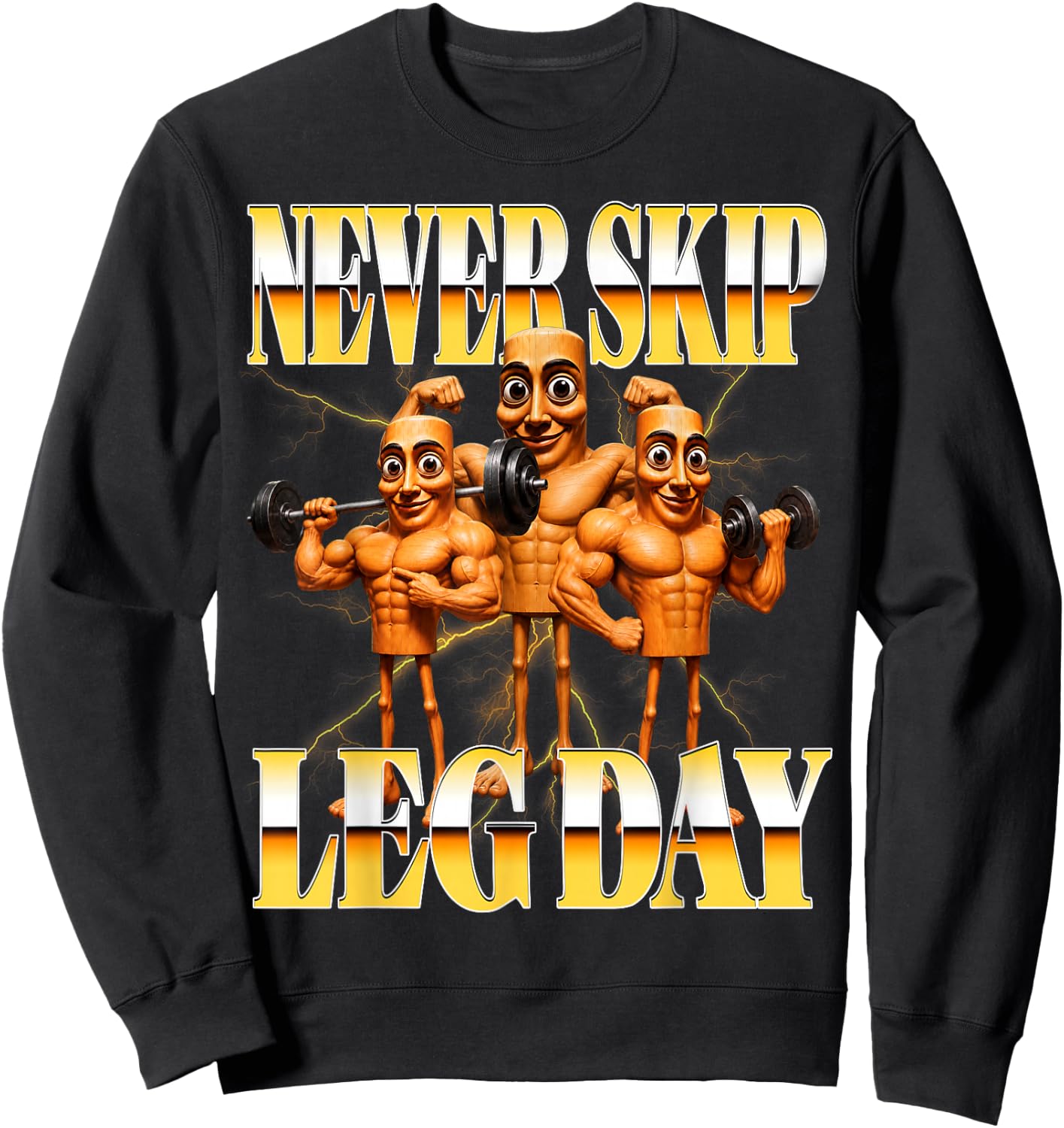 Triple T Never Skip Leg Day Bootleg Retro Y2K Brainrot Meme Sweatshirt - Sweatshirt | Black
