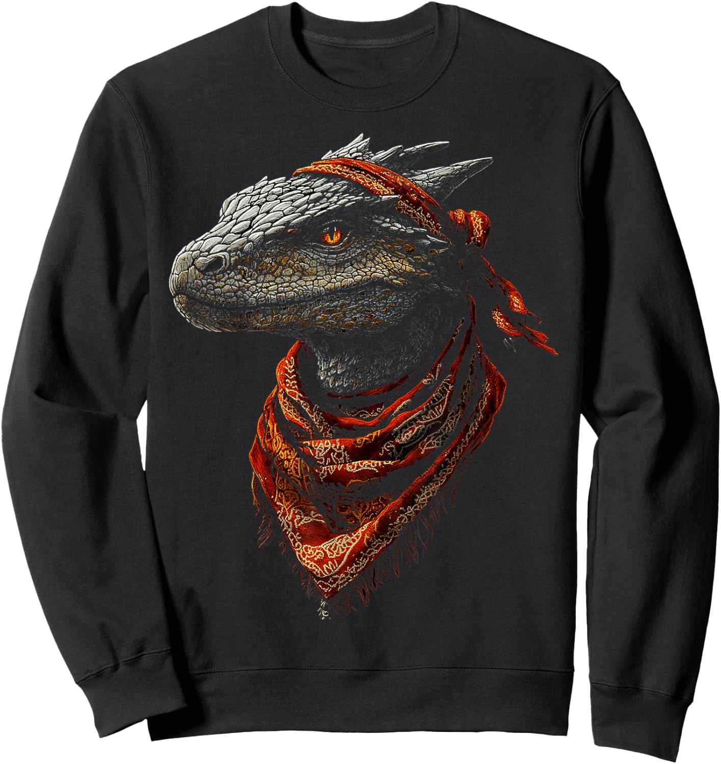 African Dragon Motif Mythical Illustration African Dragon Sweatshirt - Sweatshirt | Black