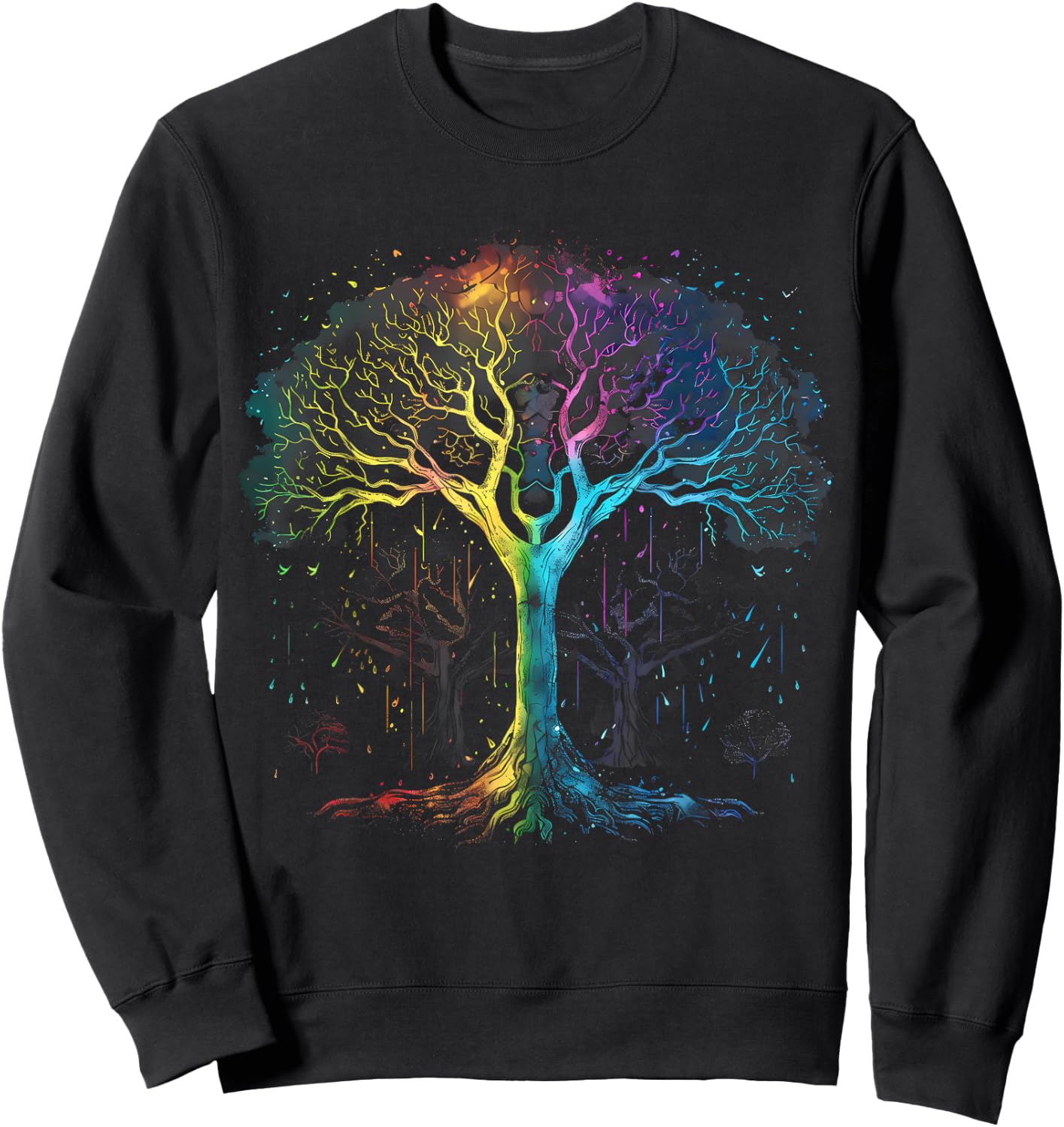 Tree of Life Yggdrasil Rainbow Tree Sweatshirt - Sweatshirt | Black
