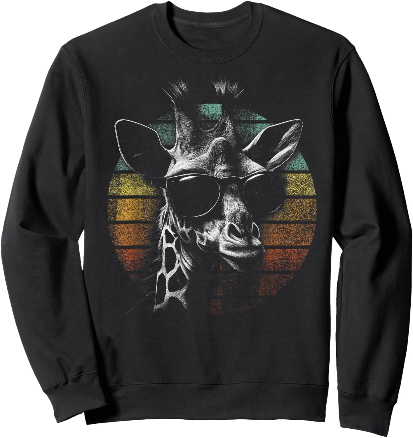 Giraffe Vintage Sunglasses Funny Retro African Animal Sweatshirt - Sweatshirt | Black