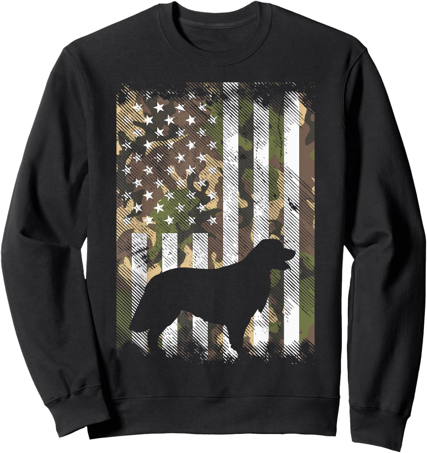 Camo Flag Golden Retriever Vintage Patriotic Dog Lover Gift Sweatshirt - Sweatshirt | Black