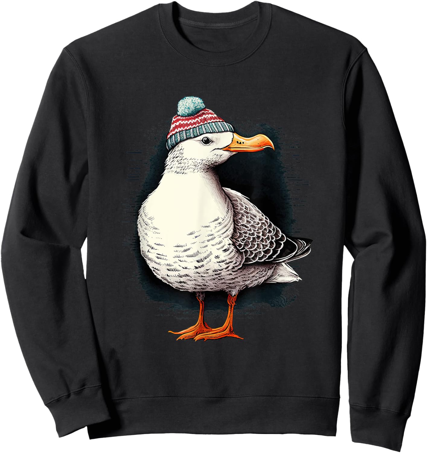 women men apparel: Funny animals design seagull Sweatshirt - Sweatshirt | Black