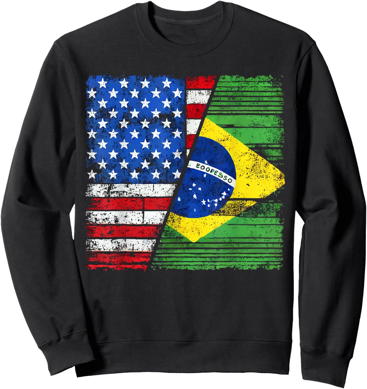 Half American Half Brazilian USA Flag Brazil America Sweatshirt - Sweatshirt | Black