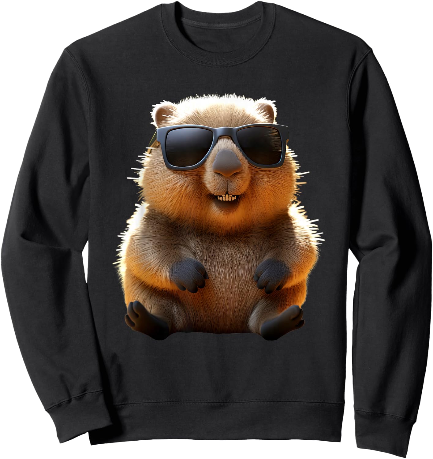 Wombat with Sunglasses Australia Marsupial Cute Wombat , black Sweatshirt - Sweatshirt | Black