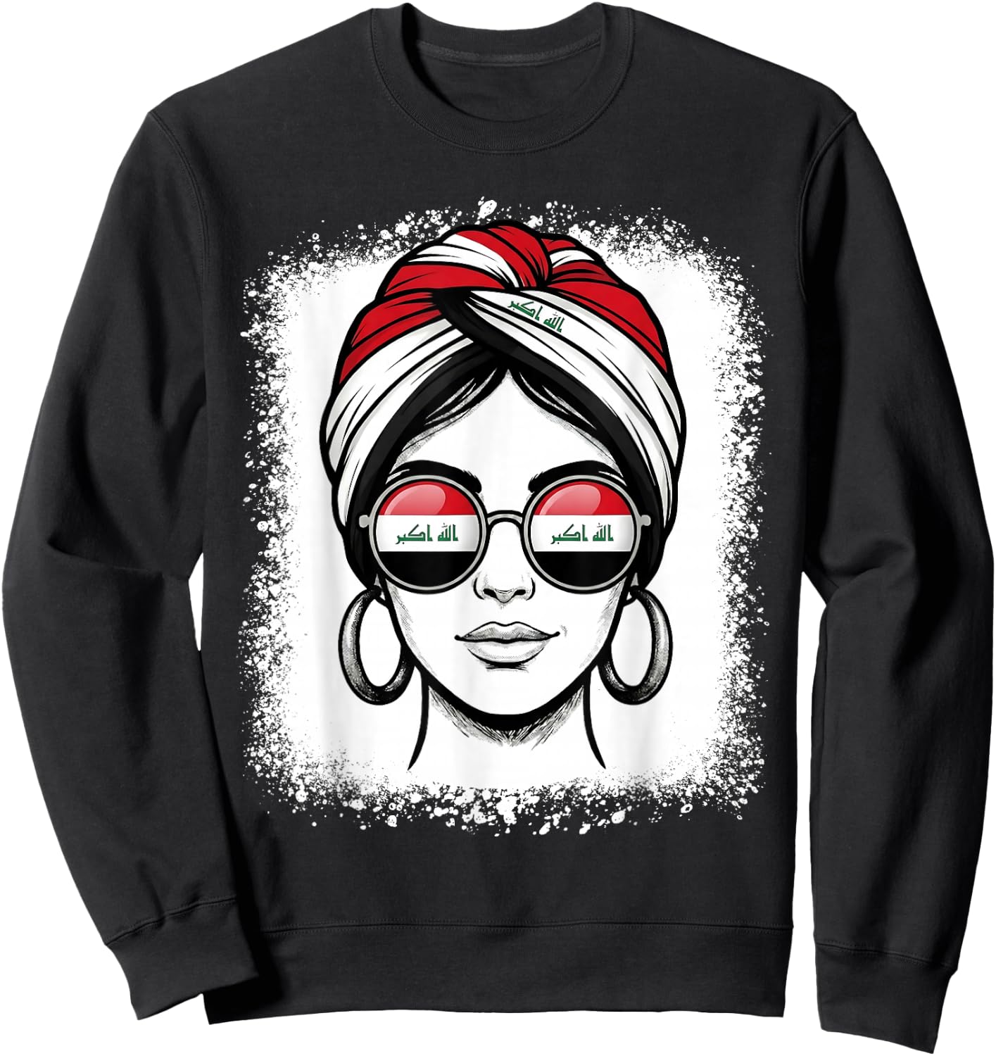 Iraq Flag Turban Woman National Pride Travel Sweatshirt - Sweatshirt | Black