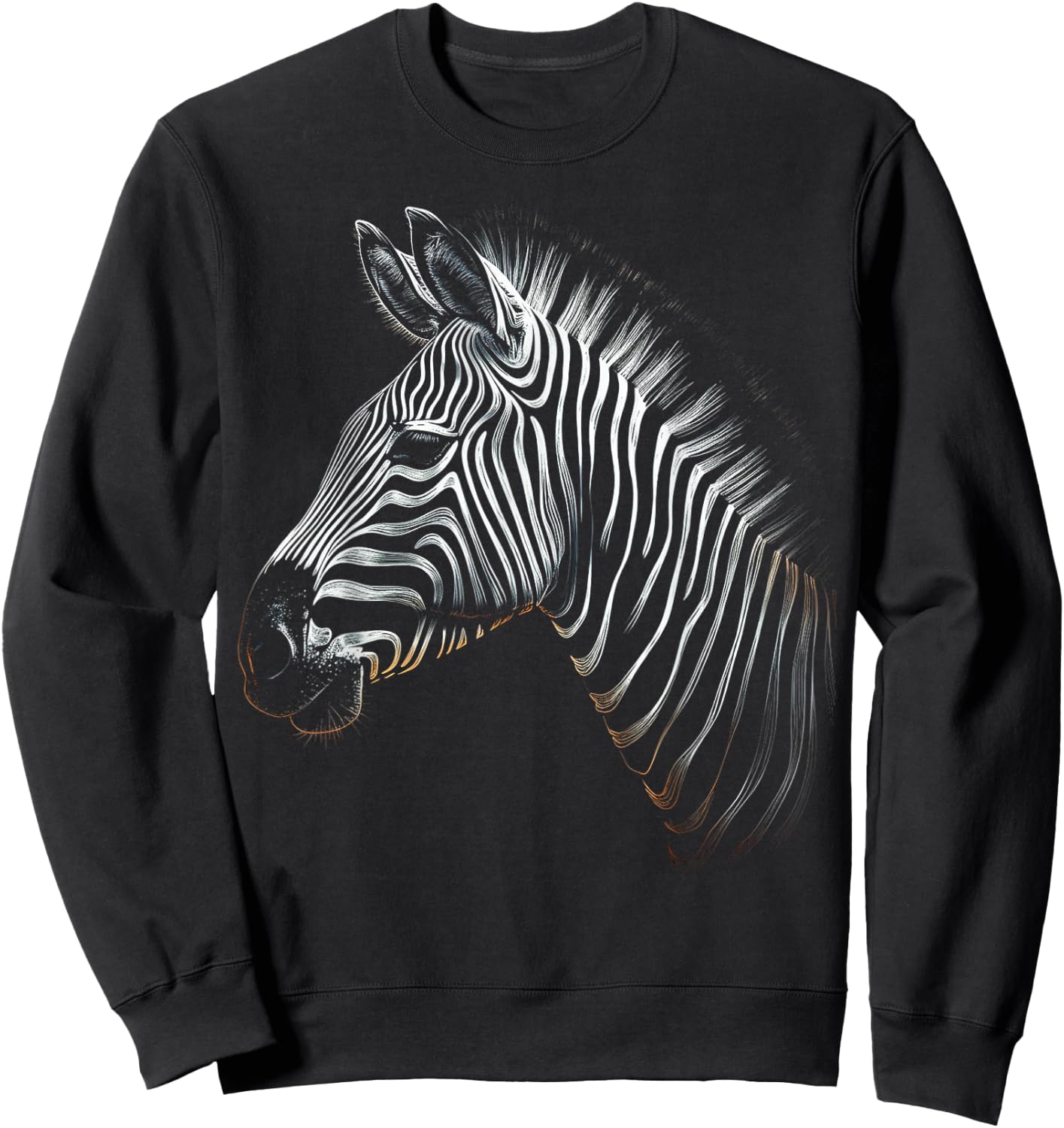 Zebra Lover Artwork | Animal Motif Zebra Sweatshirt - Sweatshirt | Black