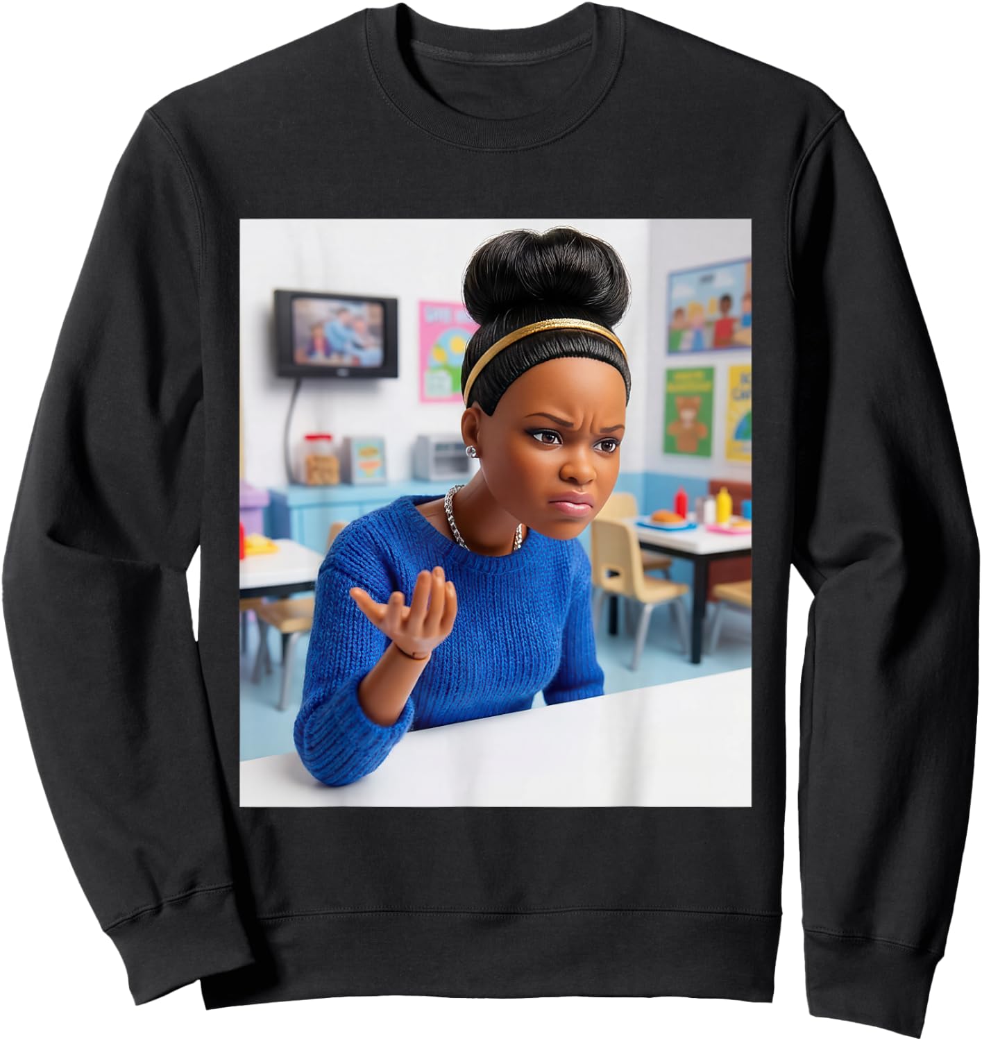 Schwarzes Puppen Humor Lustig Meme Doll Face Sweatshirt - Sweatshirt | Black
