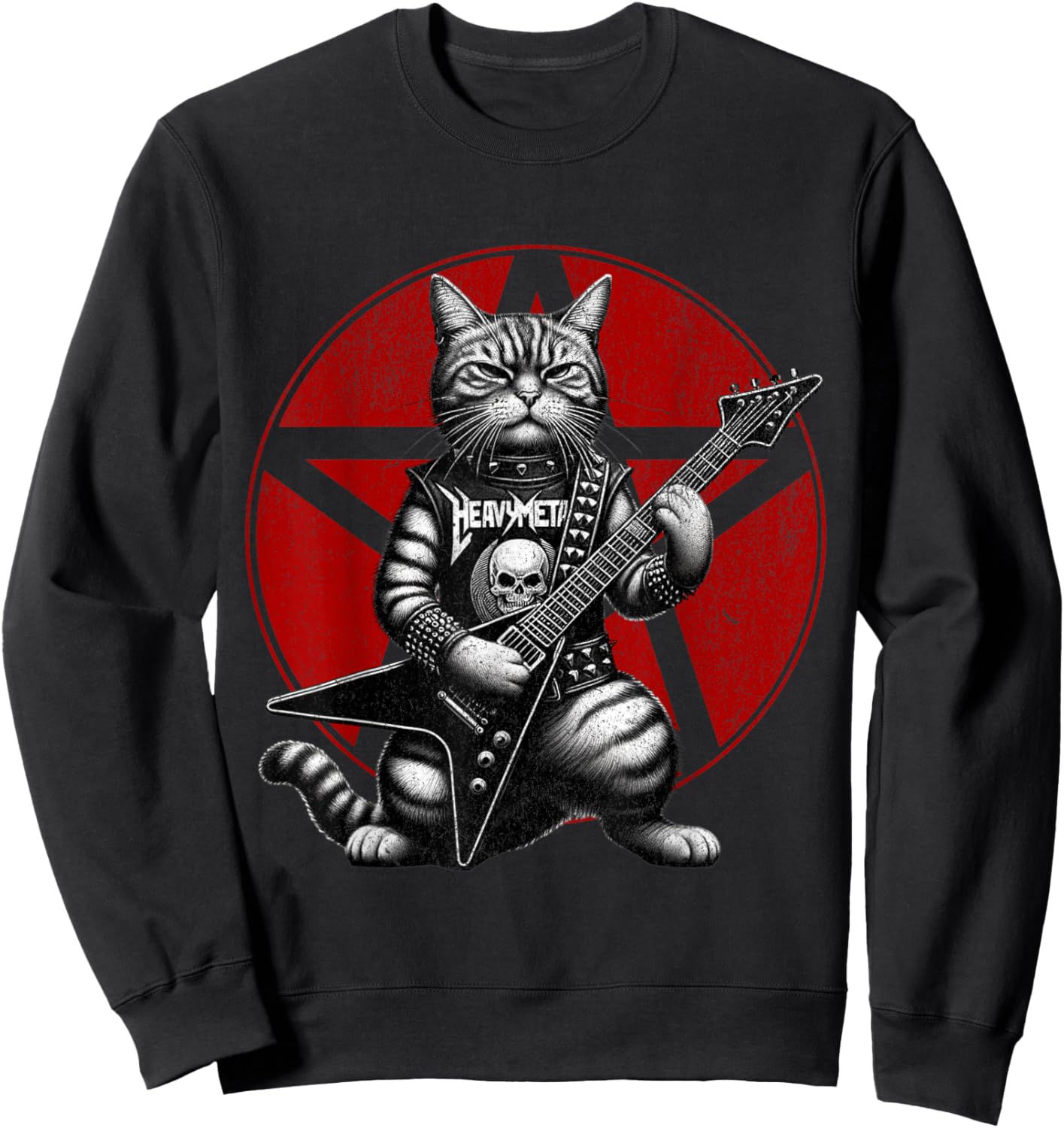 Heavy Metal Cats and Death Metal Music Metalhead Rock Guitar Sweatshirt - Sweatshirt | Black
